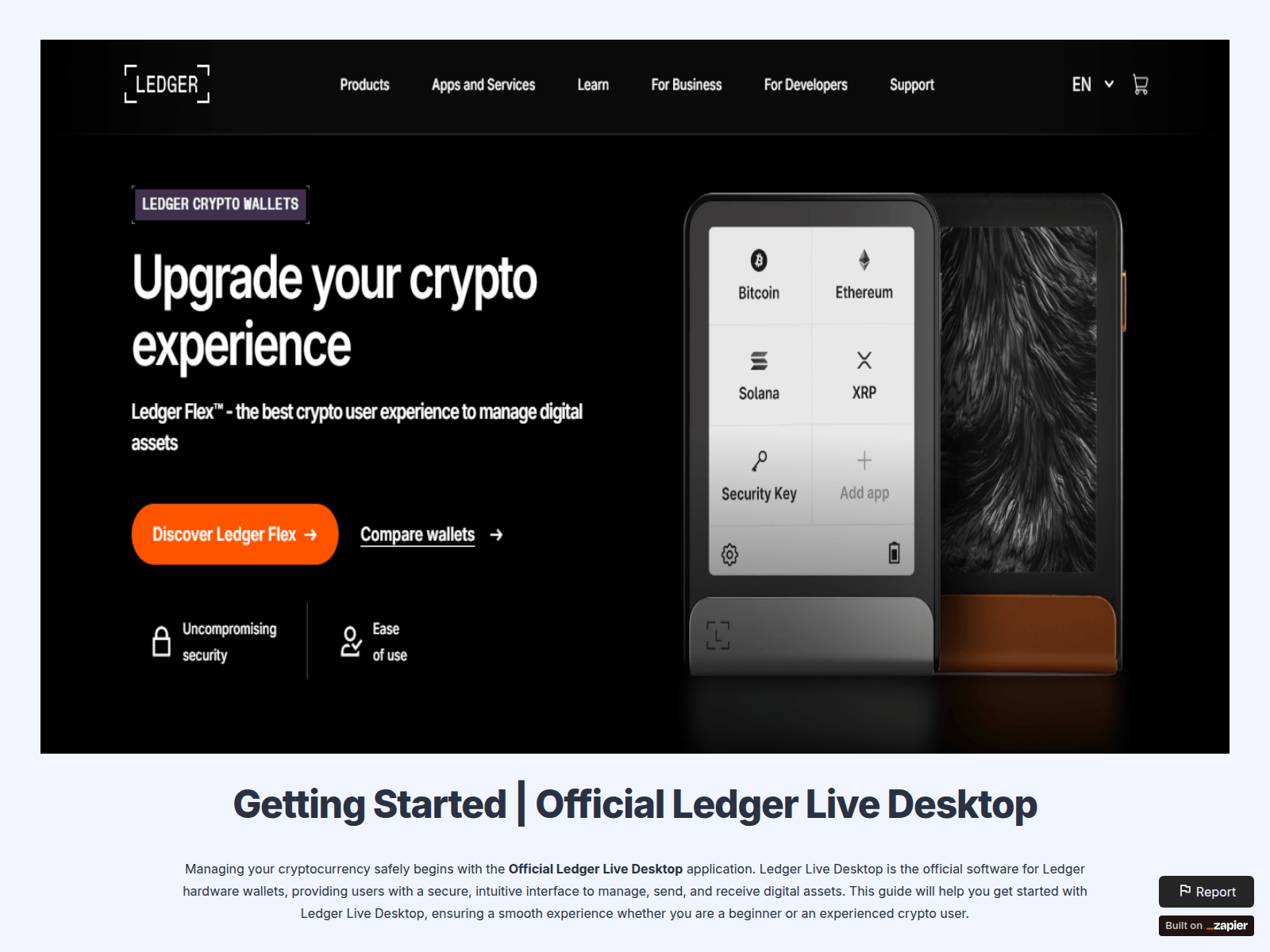 Screenshot of desktop-ledgre.zapier.app