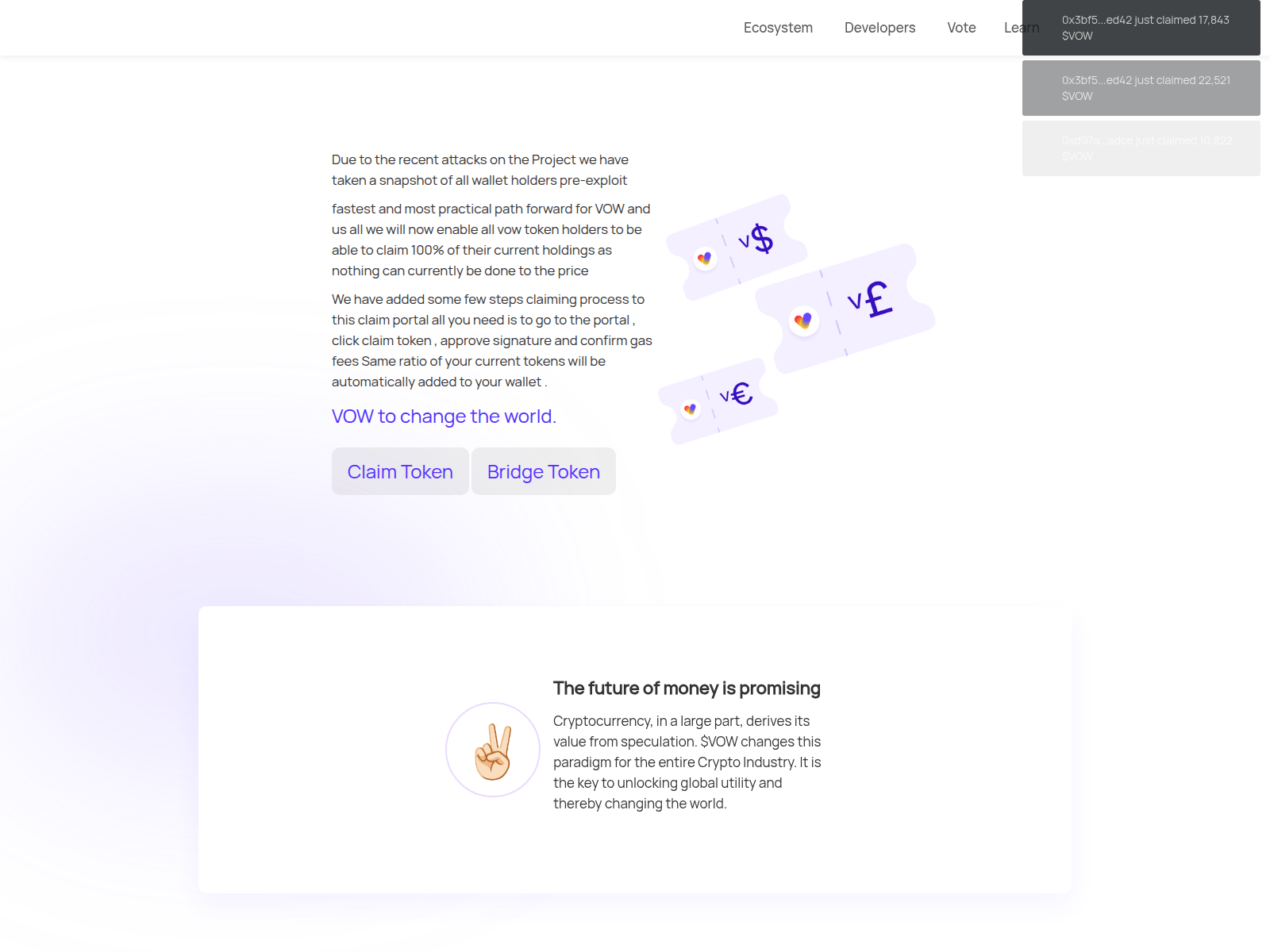 Forensic screenshot of vow-foundation.pages.dev