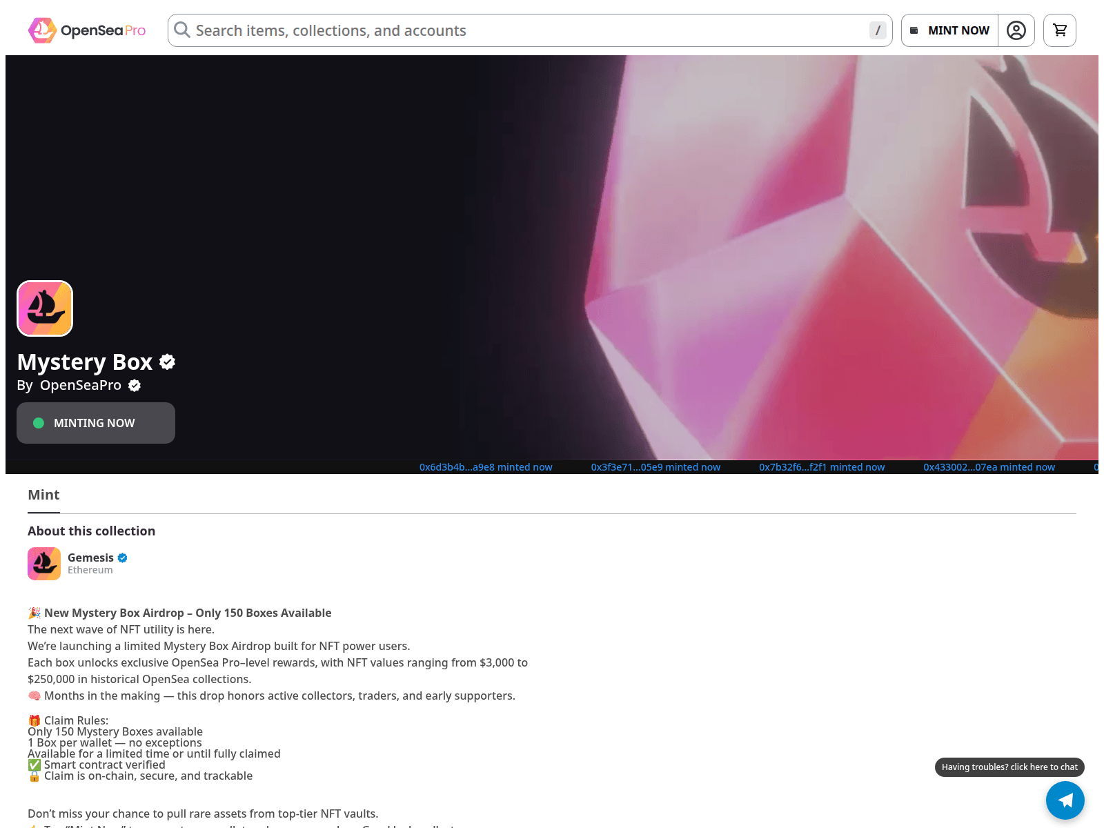 Forensic screenshot of exclusive0penseamints07.vercel.app