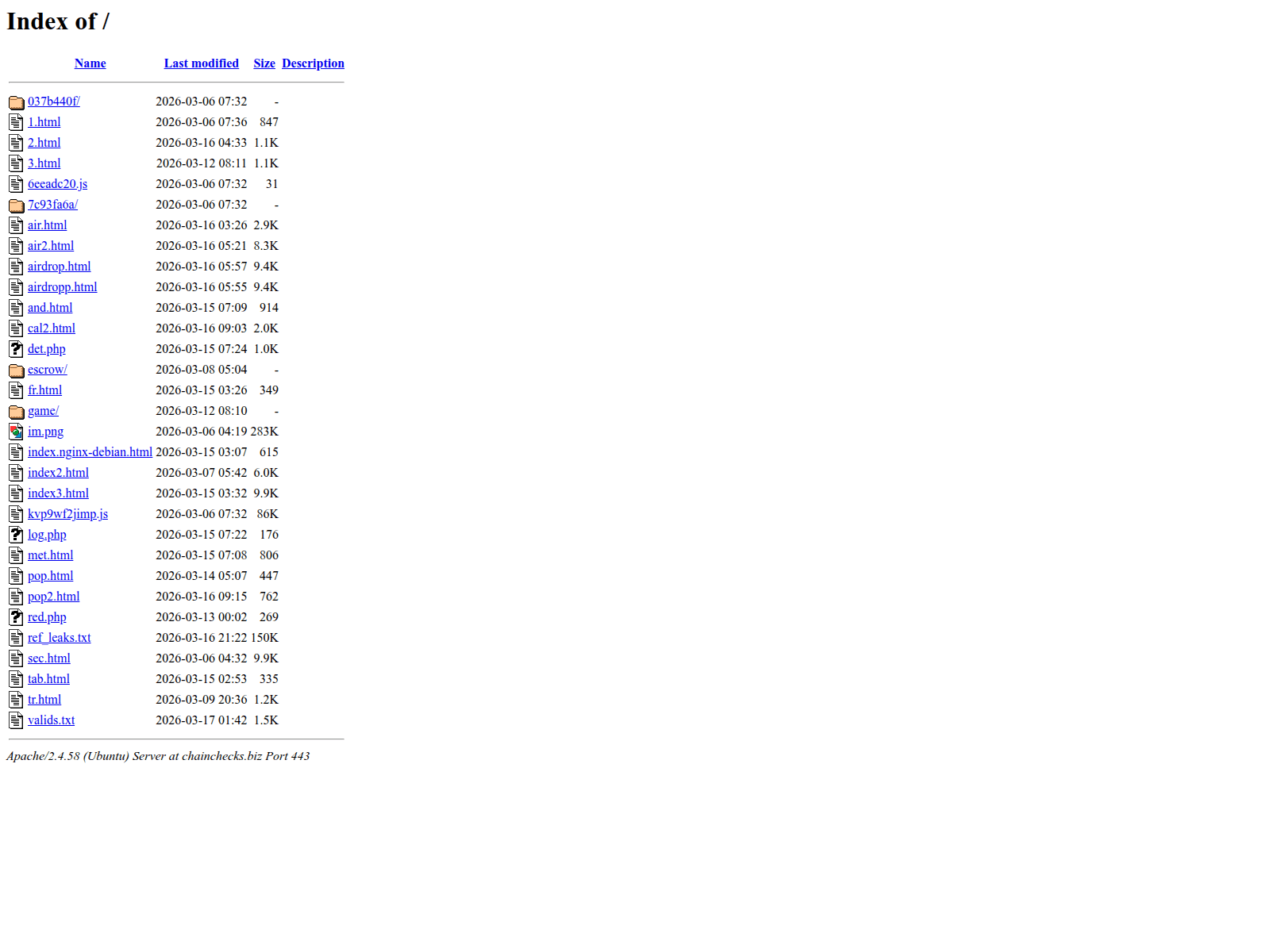 Forensic screenshot of chainchecks.biz