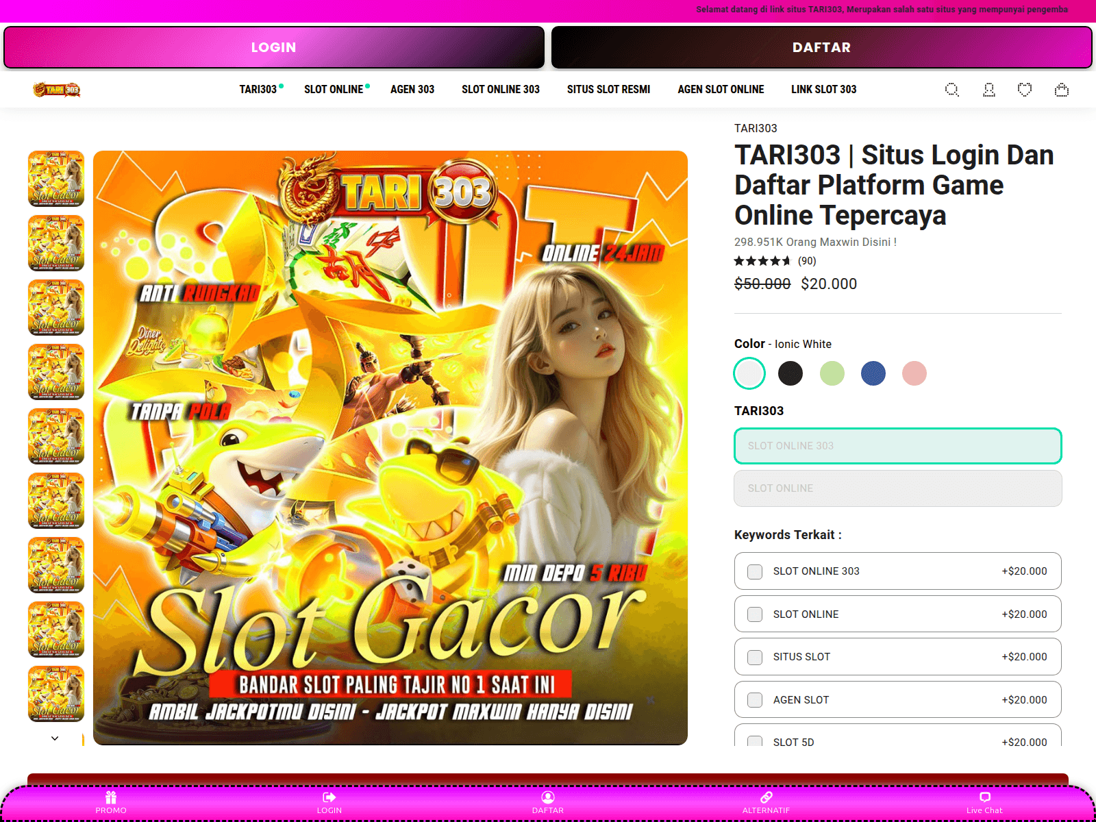 Screenshot of tari303.net