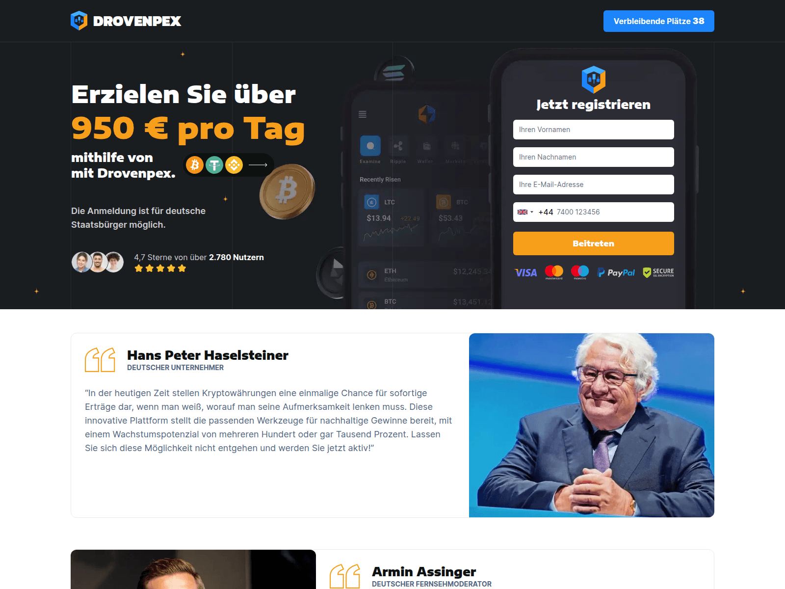 Screenshot of drovenpex.com