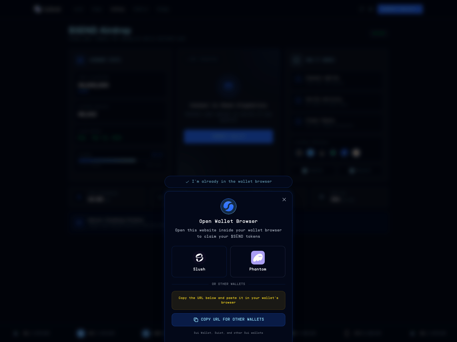 Screenshot of claim-suilend.cc