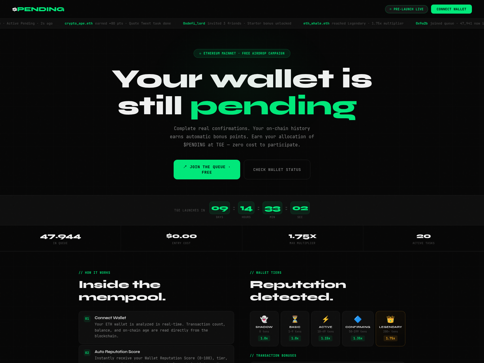 Screenshot of airdrop.pending.live
