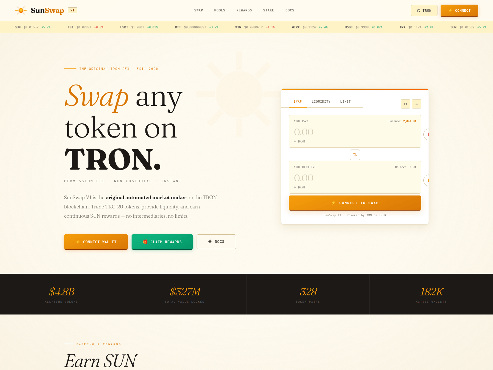 Forensic screenshot of v1-sunswap.vercel.app