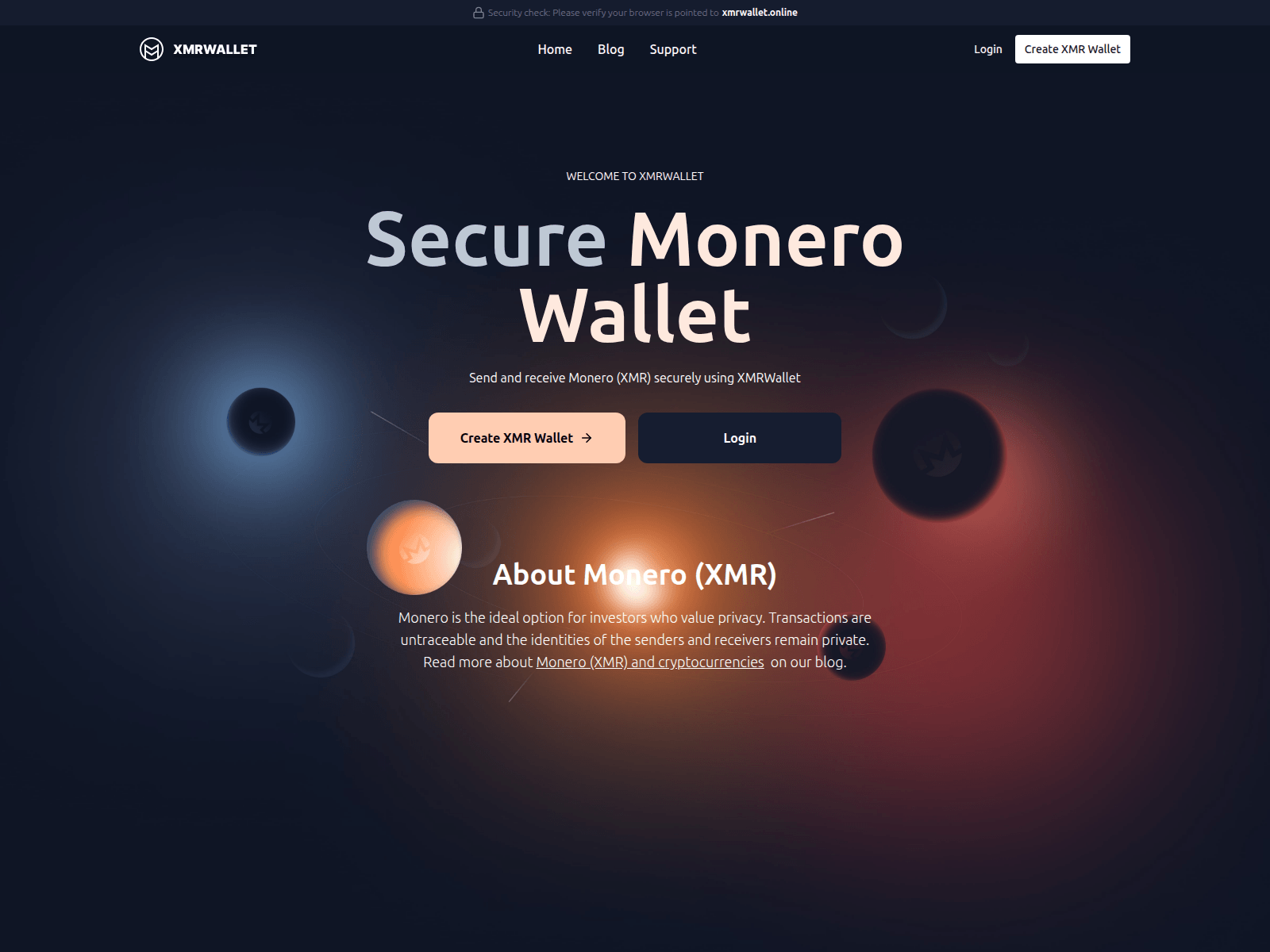 Forensic screenshot of www.xmrwallet.online