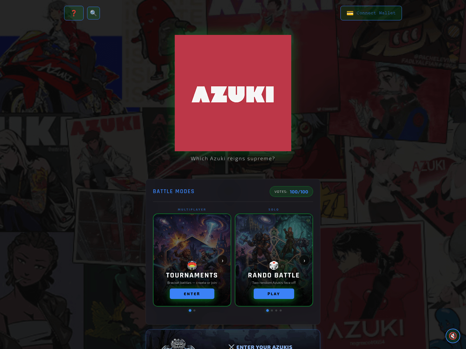 Screenshot of azuki.pfpwars.com
