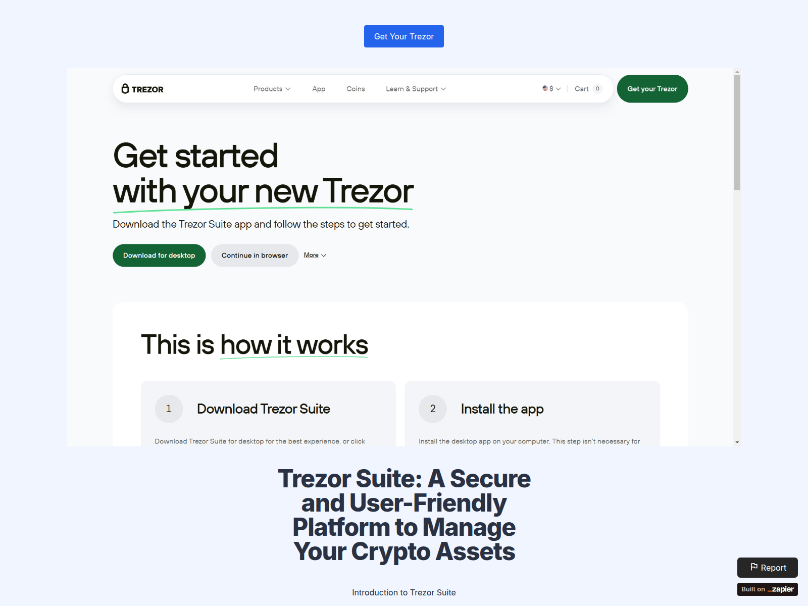 Forensic screenshot of trezoo.zapier.app