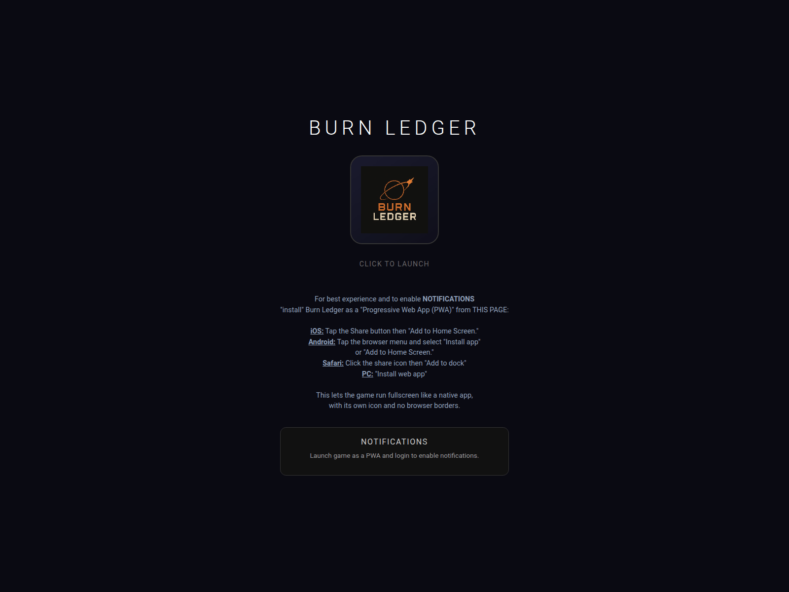 Screenshot of burnledger.space