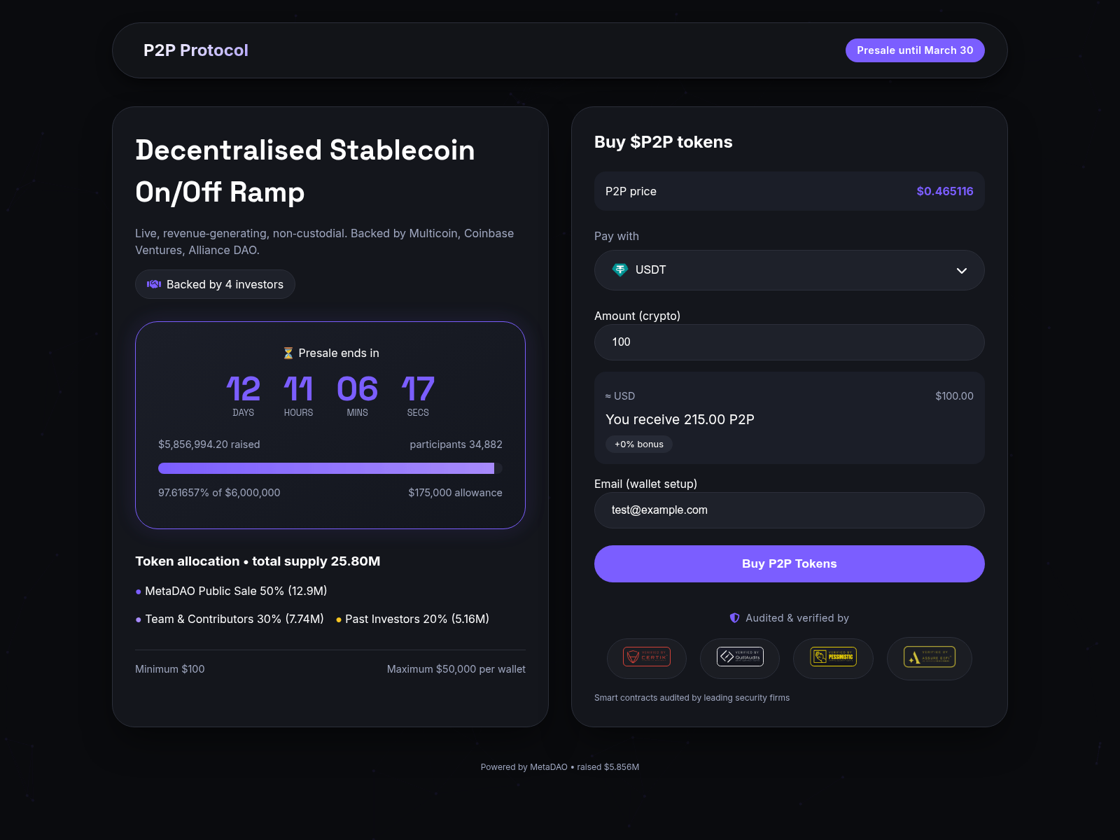 Forensic screenshot of presale-p2p.online