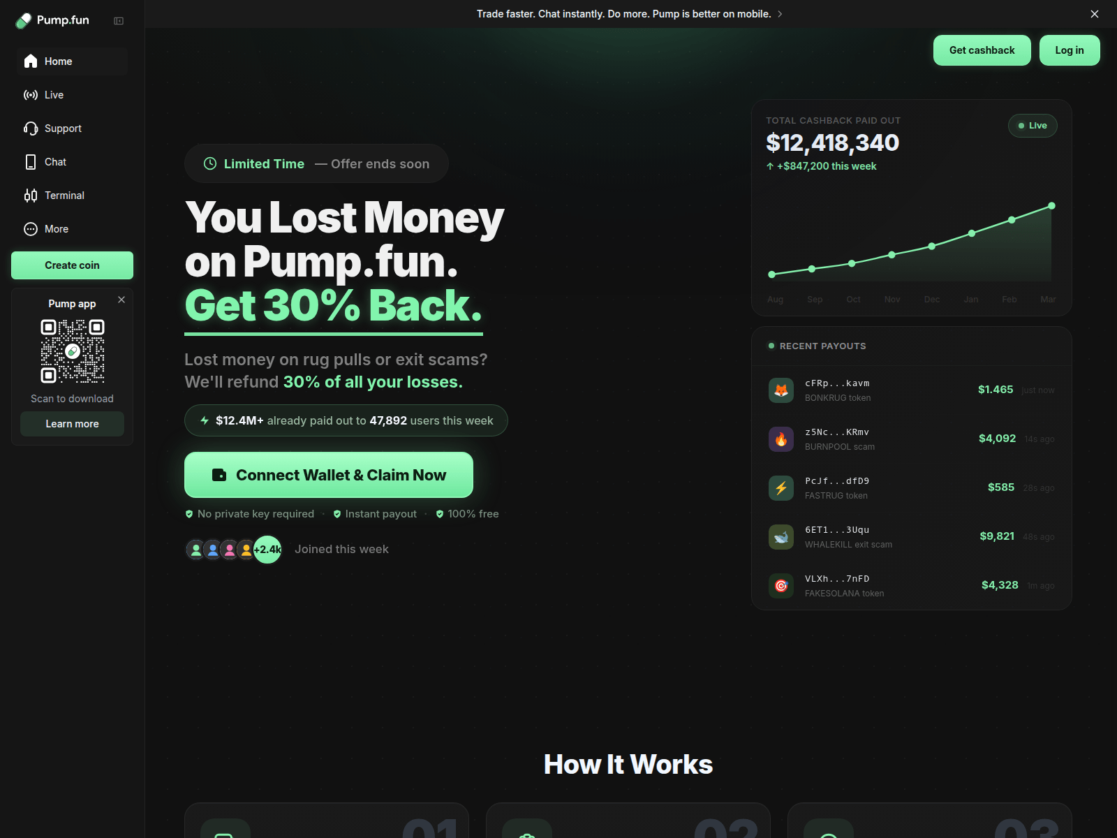 Forensic screenshot of pumprepay.fun