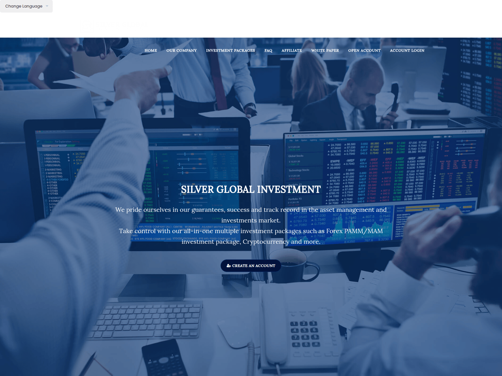 Forensic screenshot of silverglobalinvestment.com