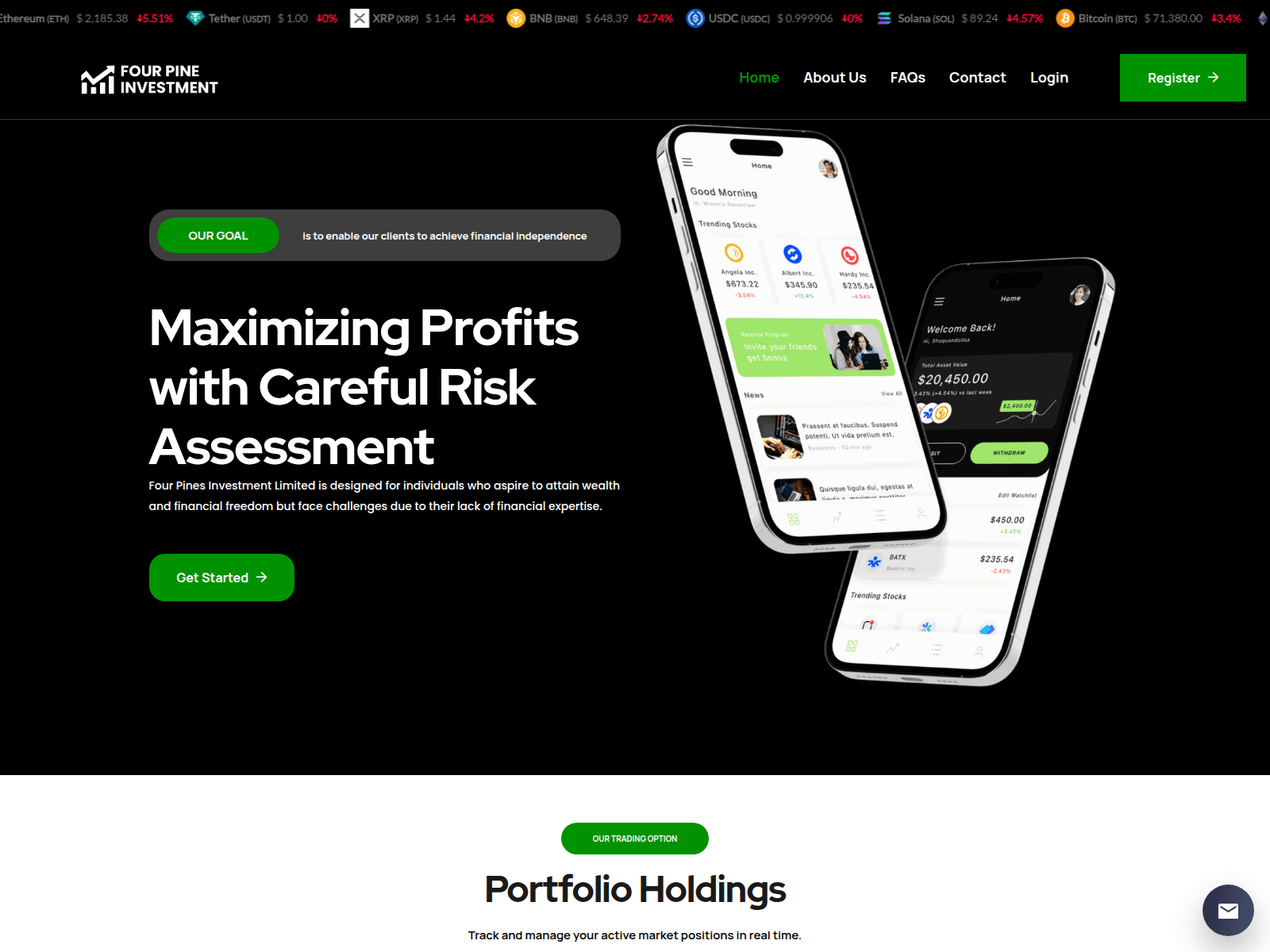 Forensic screenshot of fourpinesinvest.com