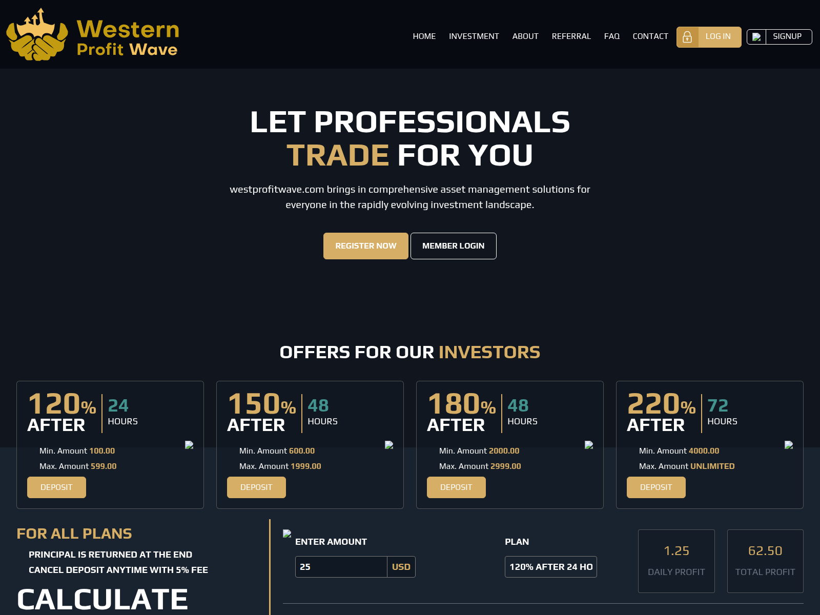 Forensic screenshot of westprofitwave.com