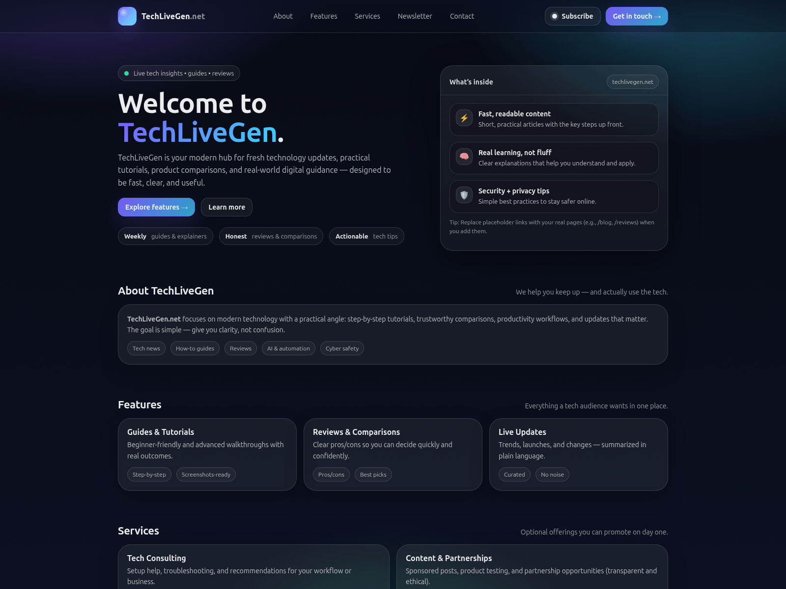 Screenshot of techlivegen.net