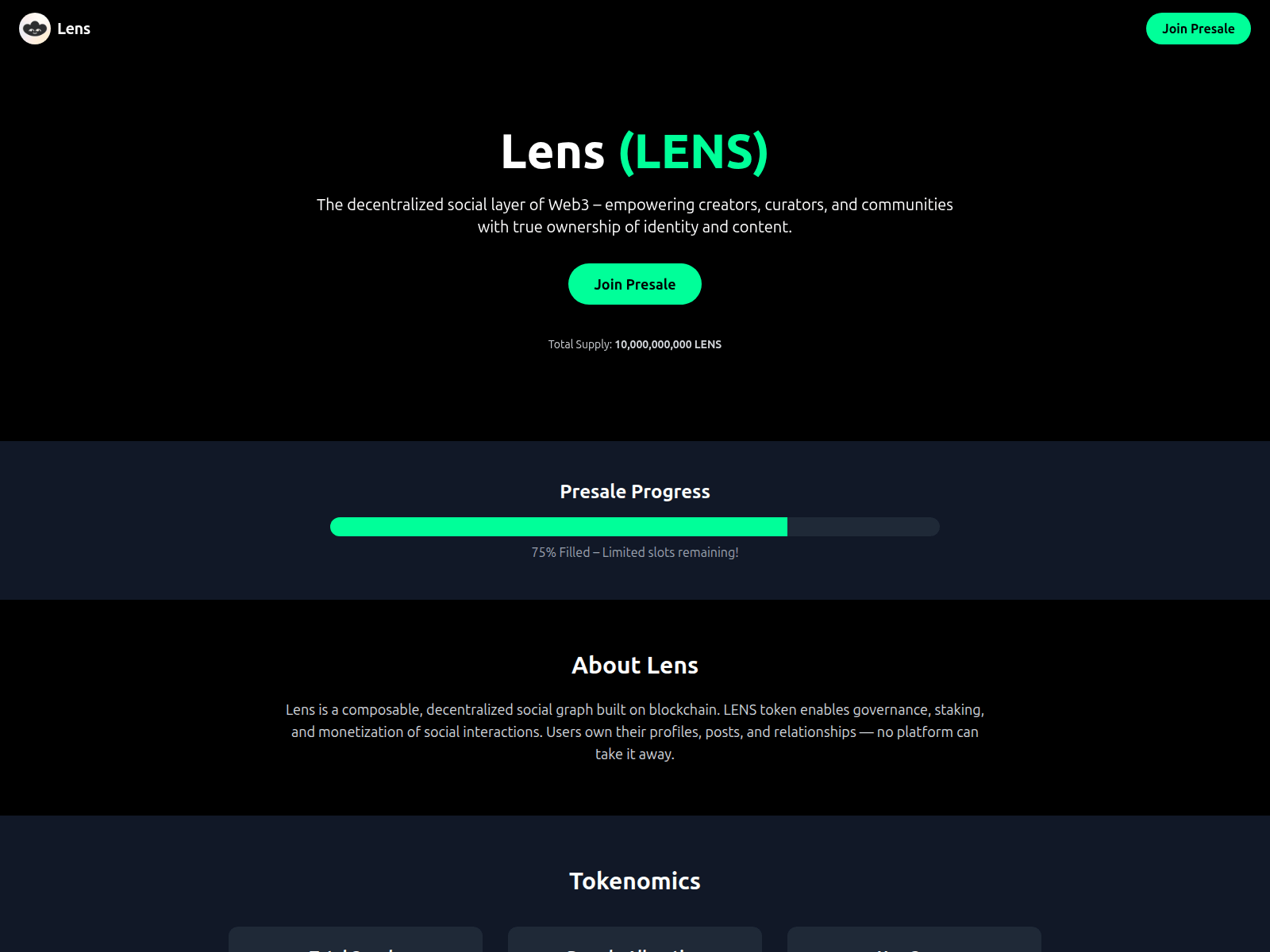 Forensic screenshot of lenspresale.xyz