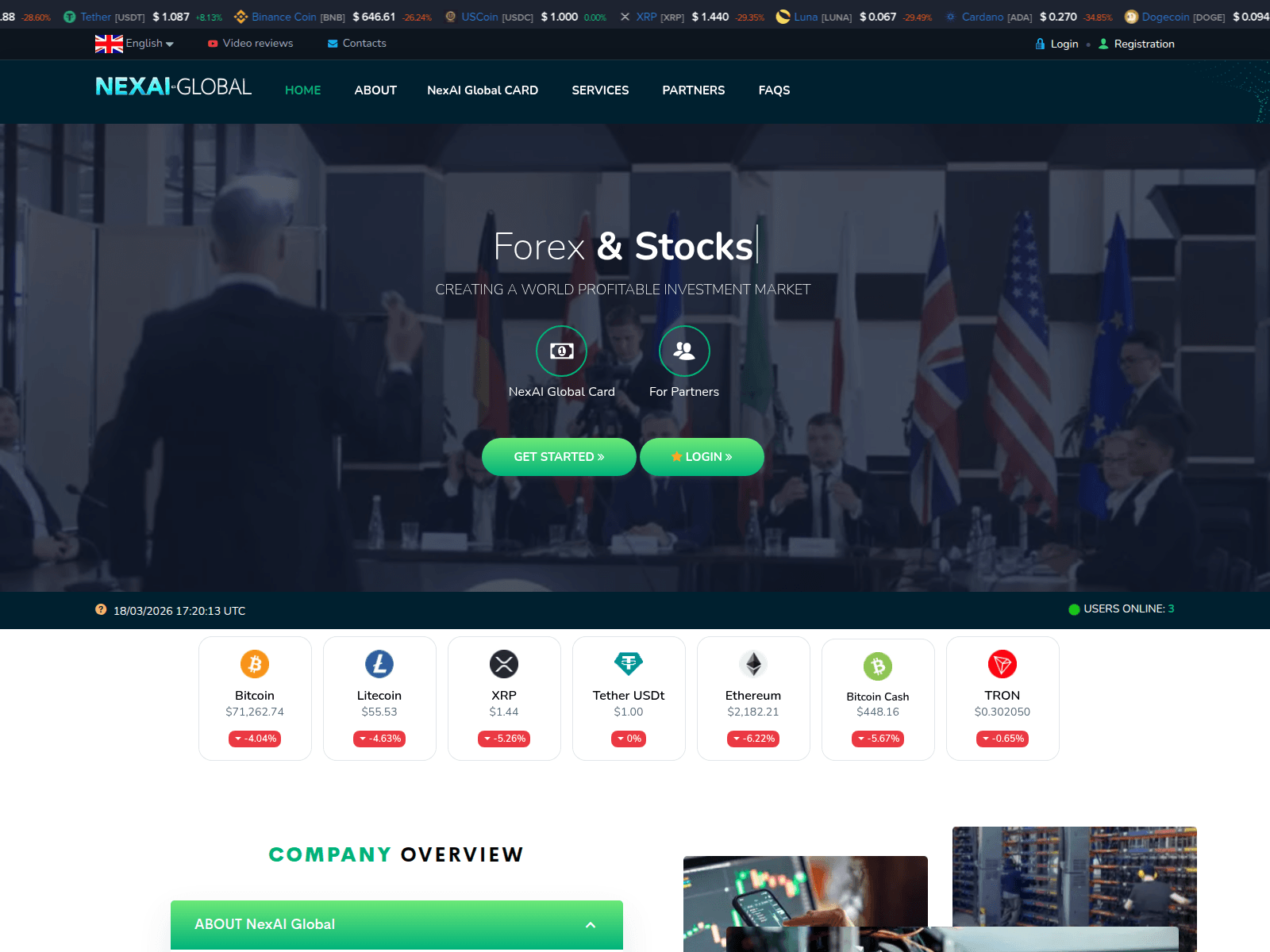 Forensic screenshot of nexaiglobal.xyz