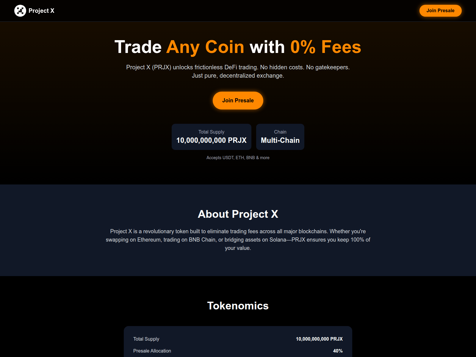 Forensic screenshot of projectxpresale.xyz