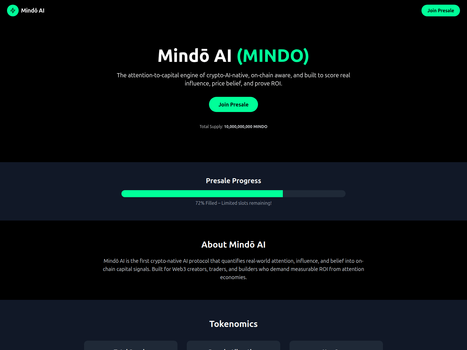 Forensic screenshot of mindoaipresale.xyz