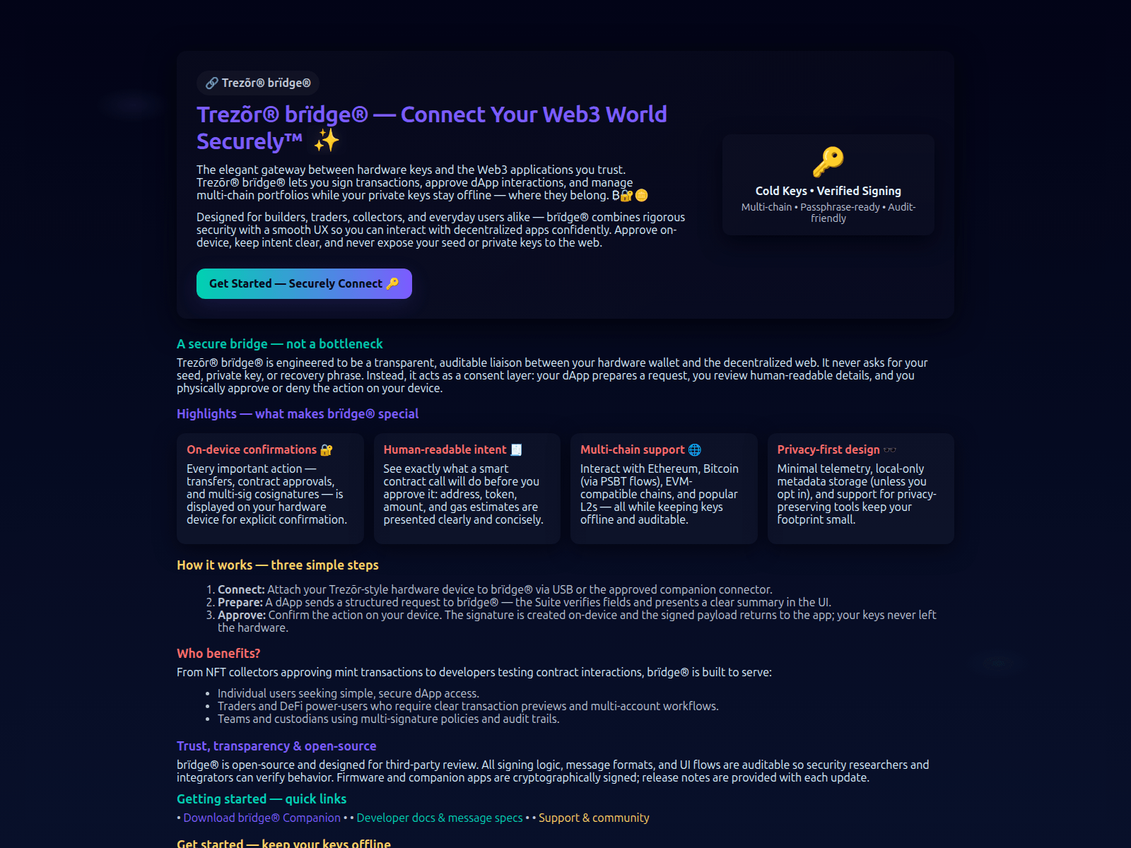 Screenshot of web-trezur-bridge.pages.dev