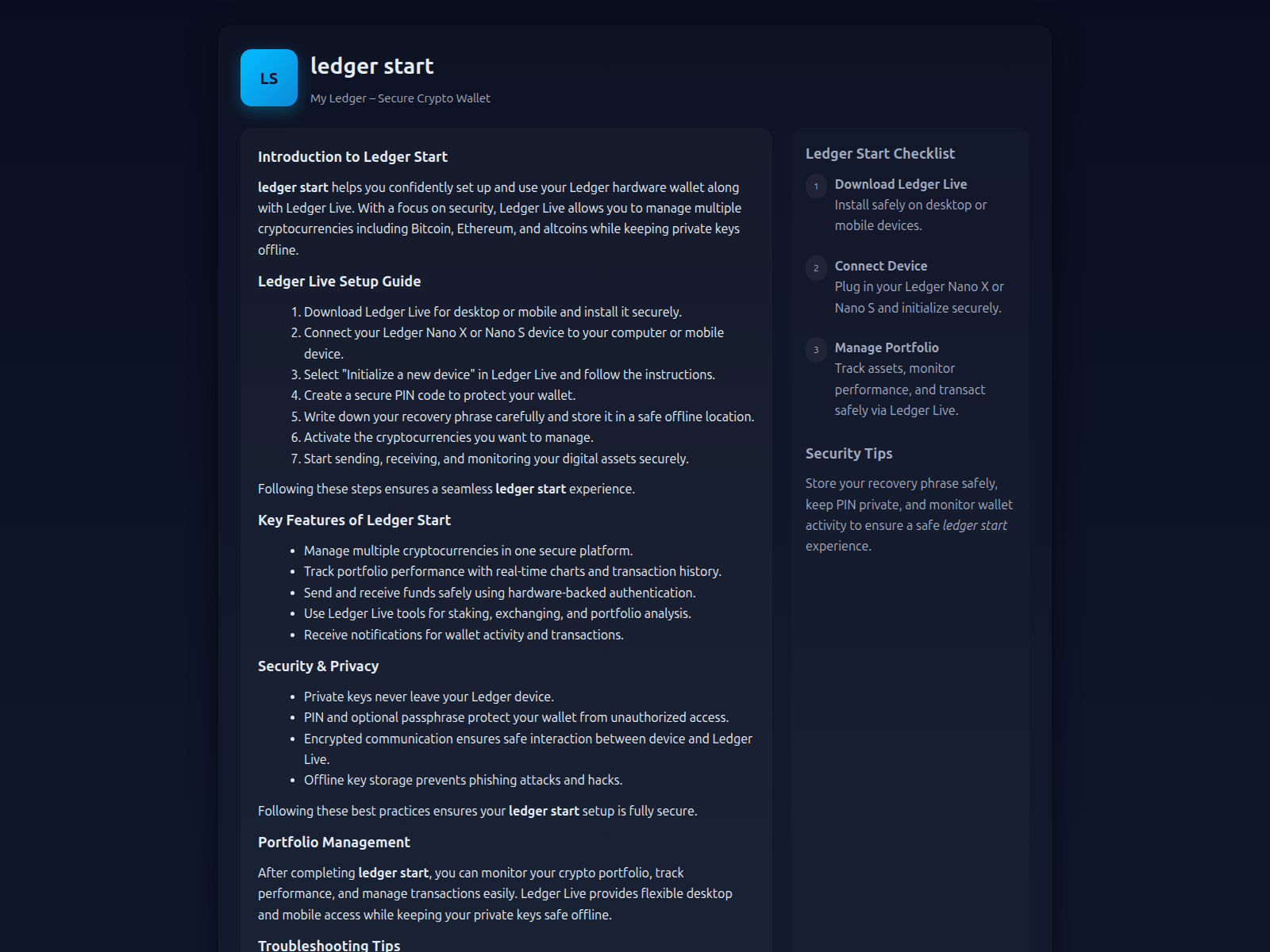 Screenshot of ledguer-start.pages.dev