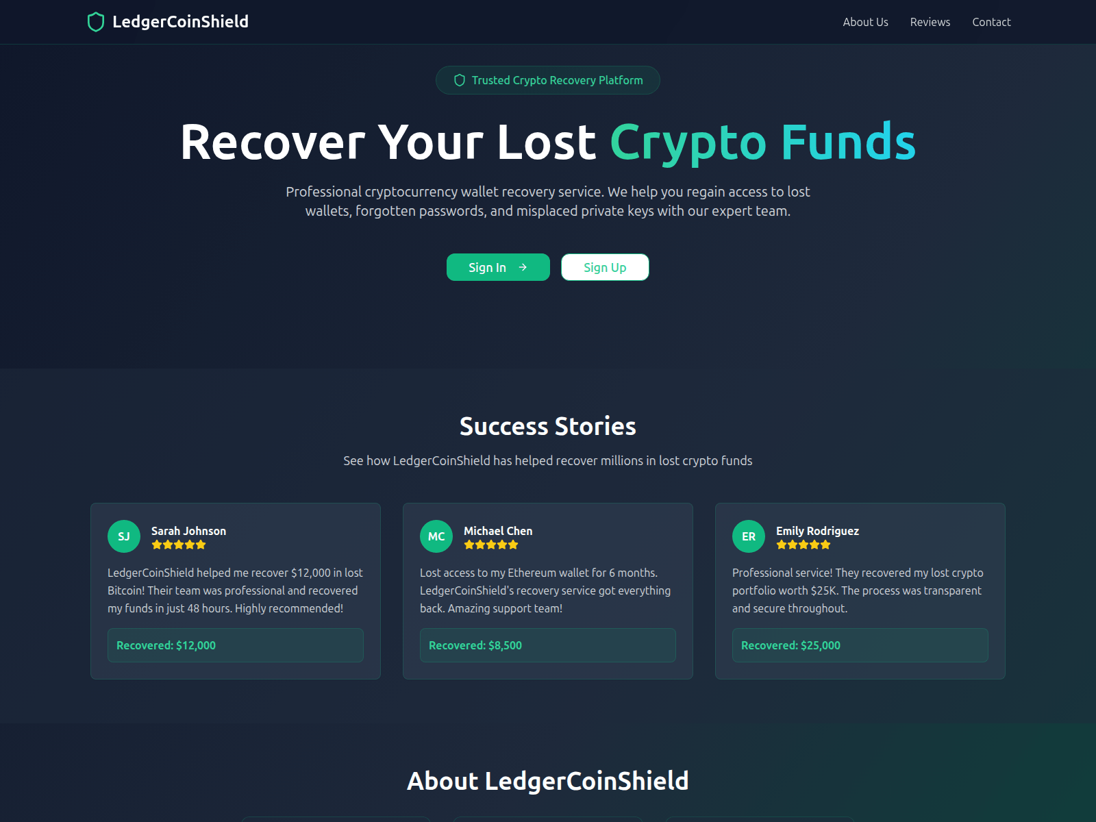 Forensic screenshot of ledgercoinshield.com
