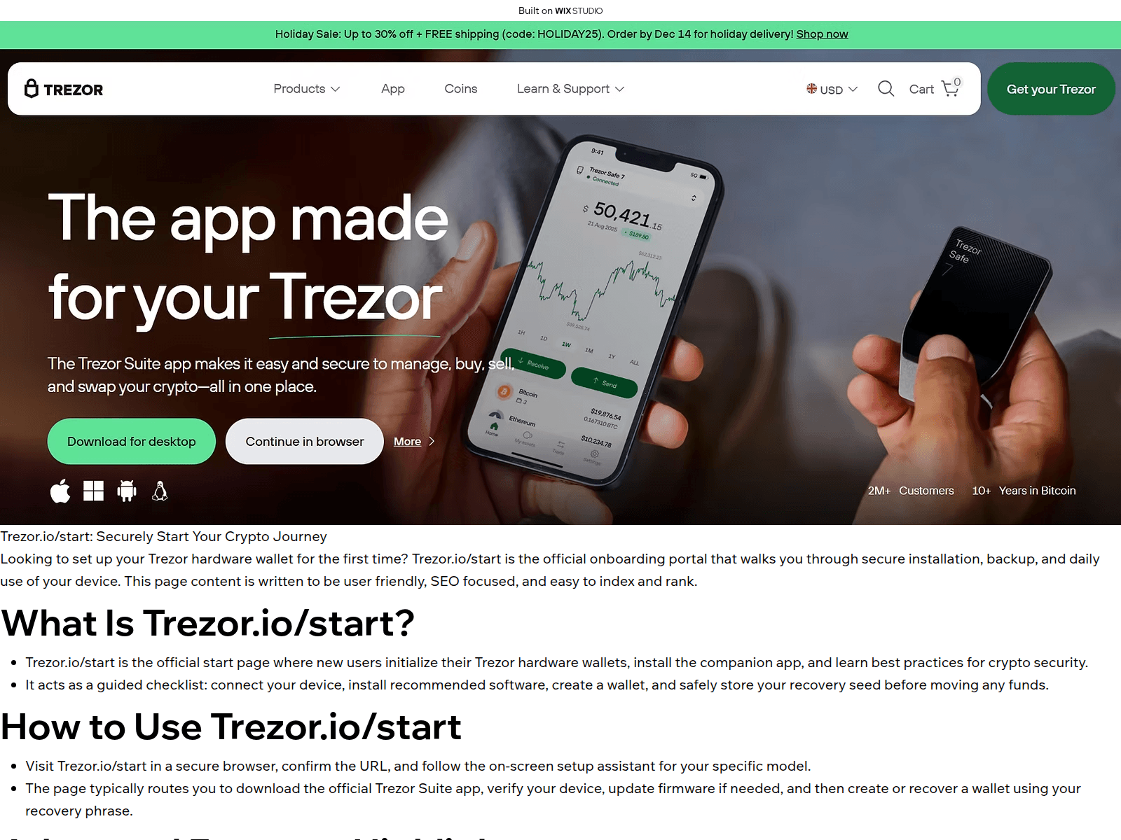 Screenshot of started-trezrio.wixstudio.com