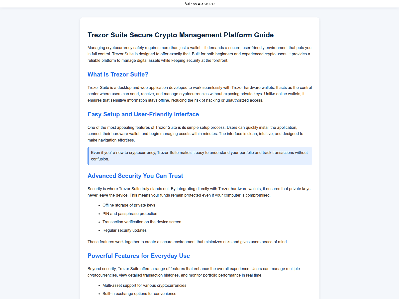 Screenshot of trezoensuite.wixstudio.com