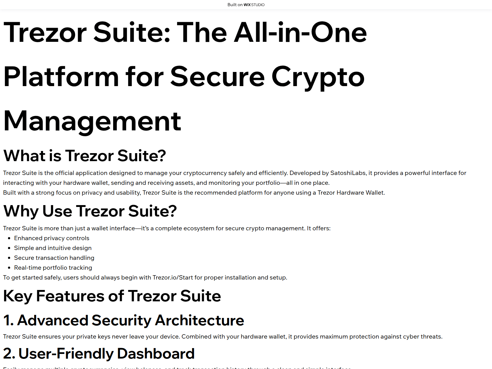Forensic screenshot of suitetrezorr.wixstudio.com