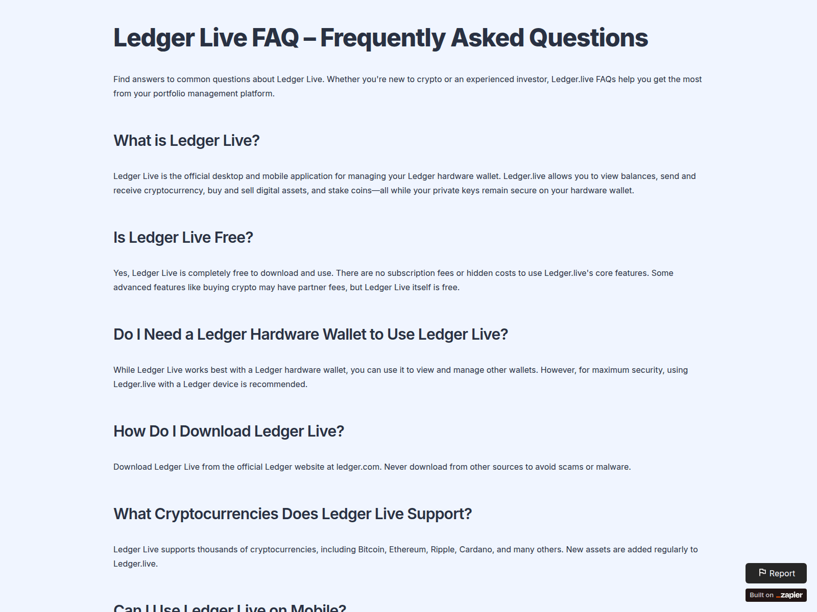 Screenshot of ledgeer-live.zapier.app