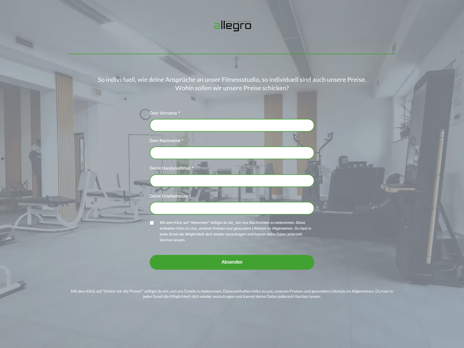 Screenshot of allegro-fitness.fitness-intro.de