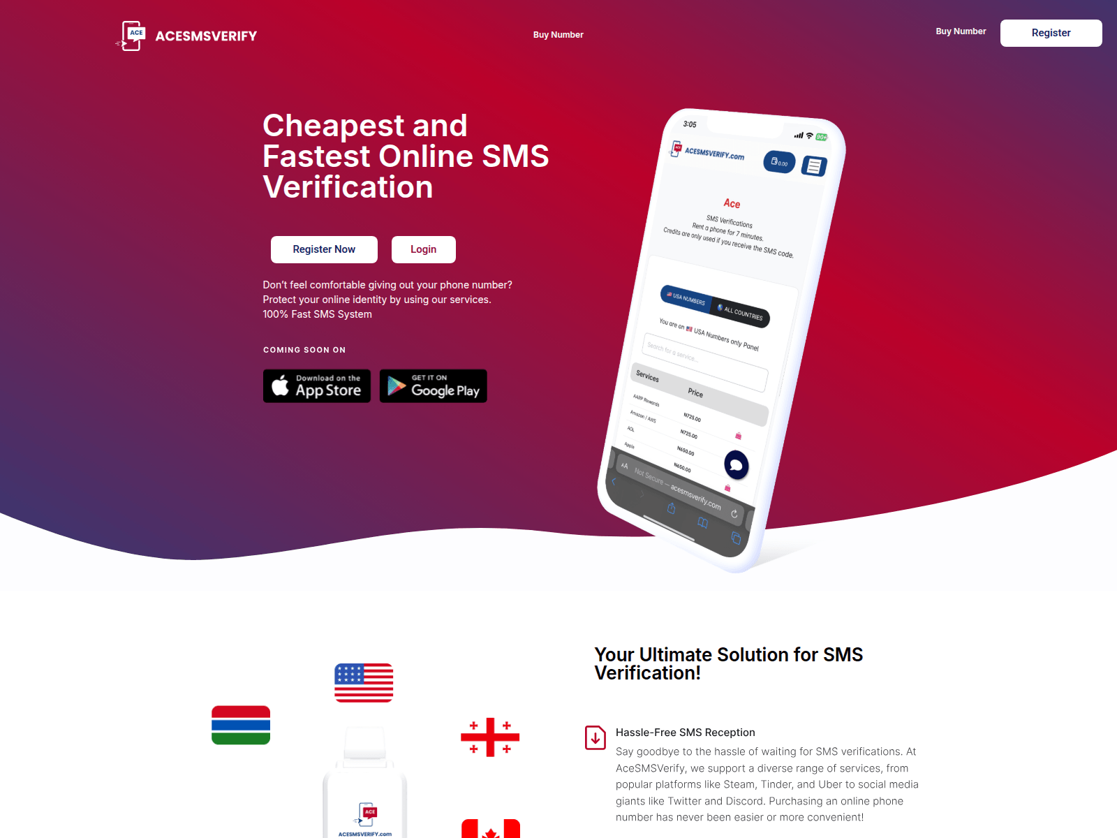 Forensic screenshot of acesmsverify.com