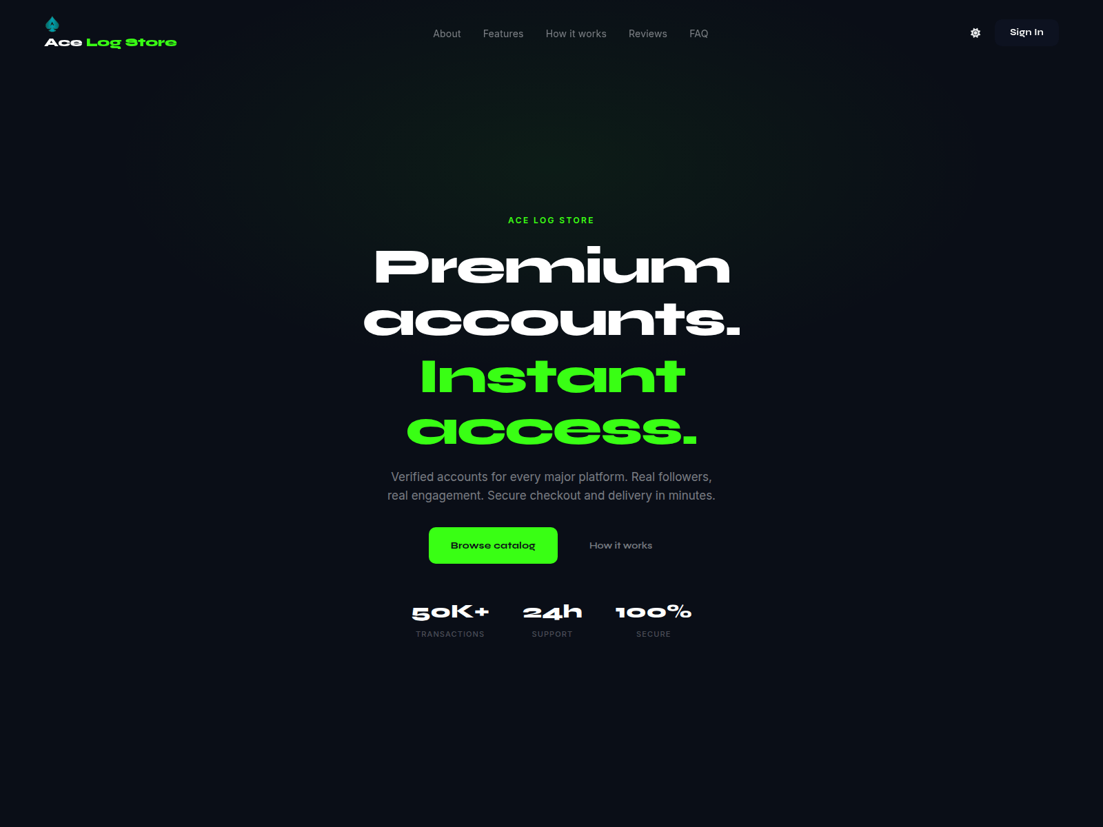 Screenshot of acelogstores.online