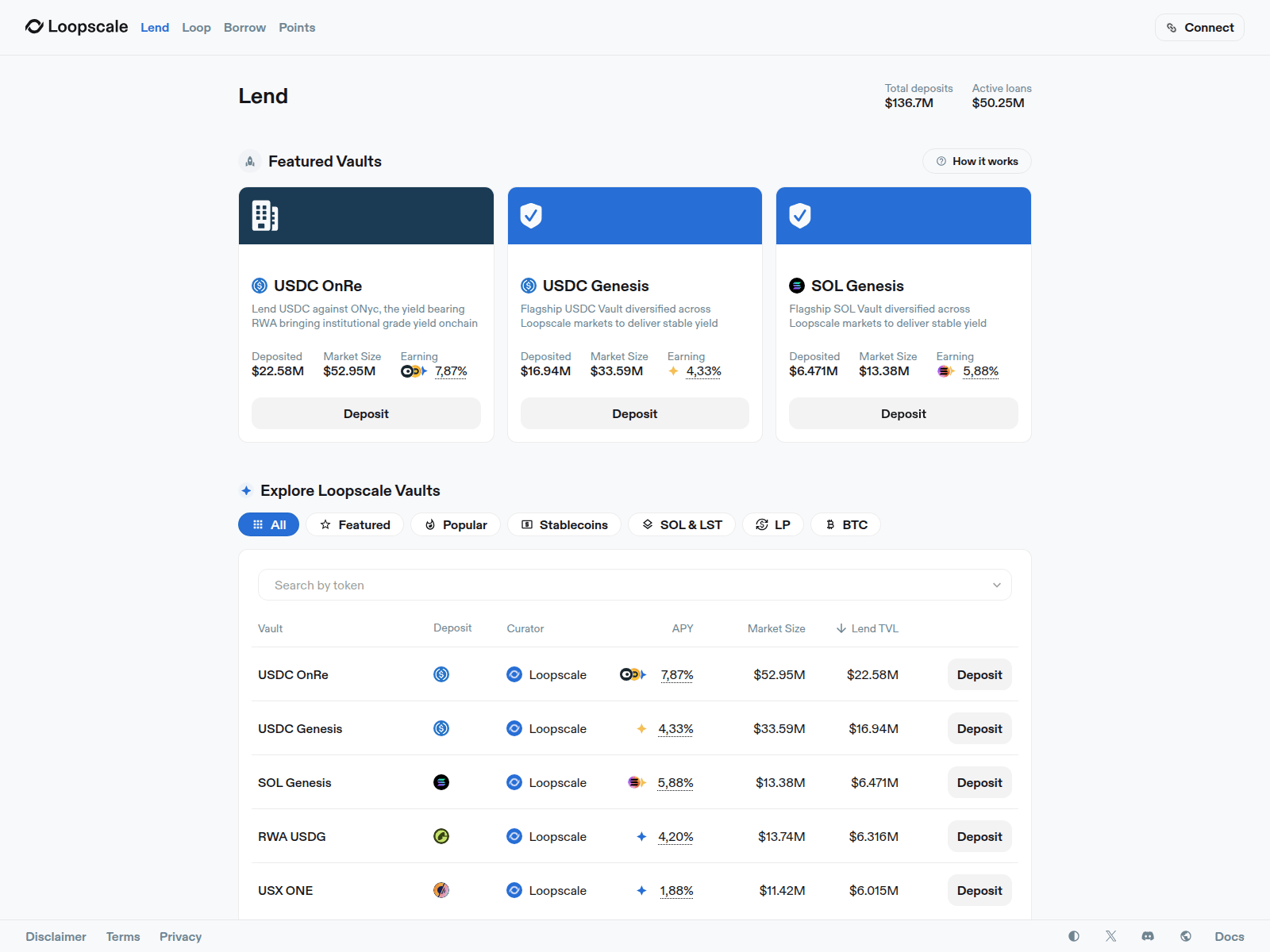 Screenshot of loopscale.app