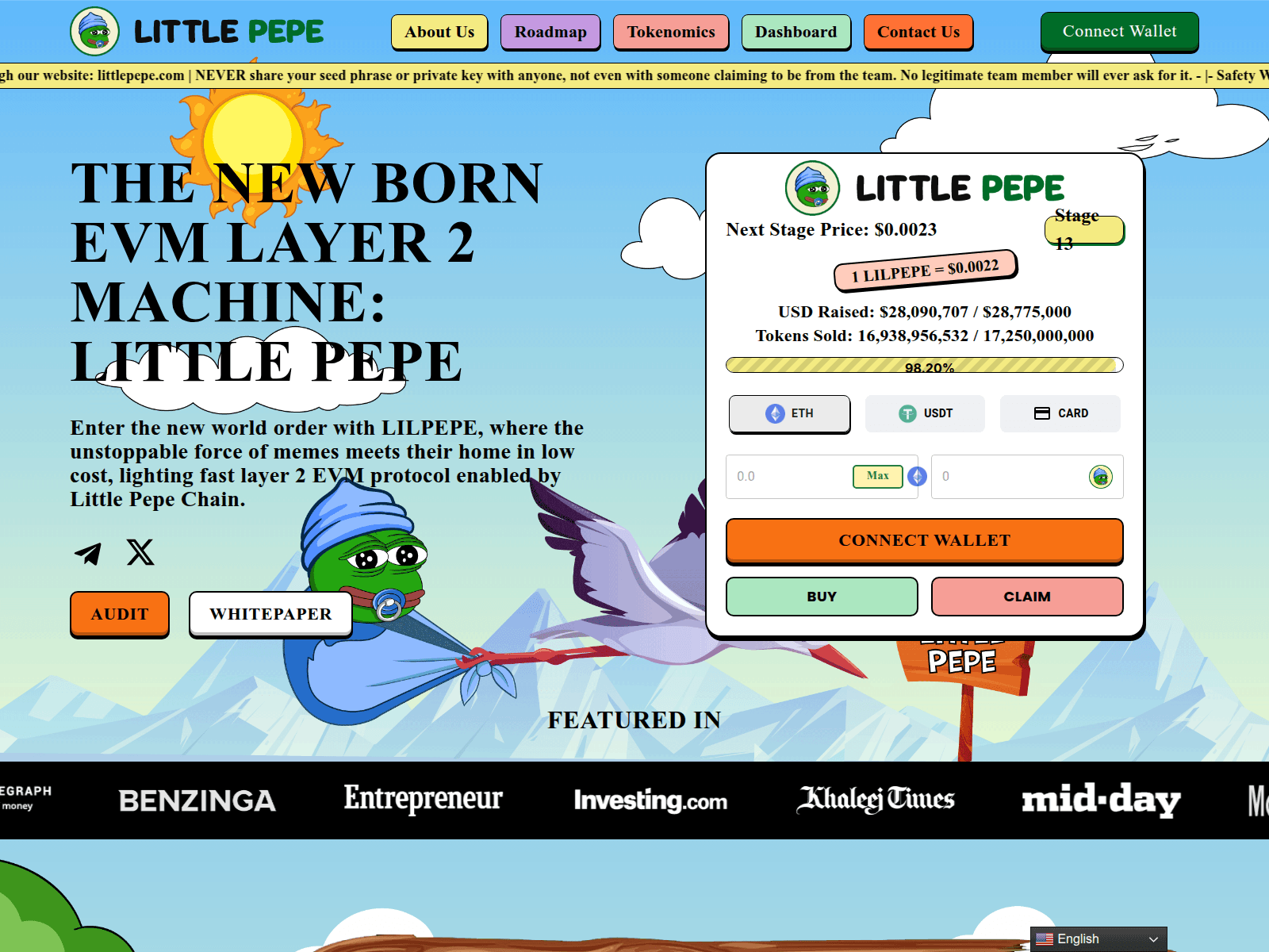 Screenshot of littlepepetokens.xyz