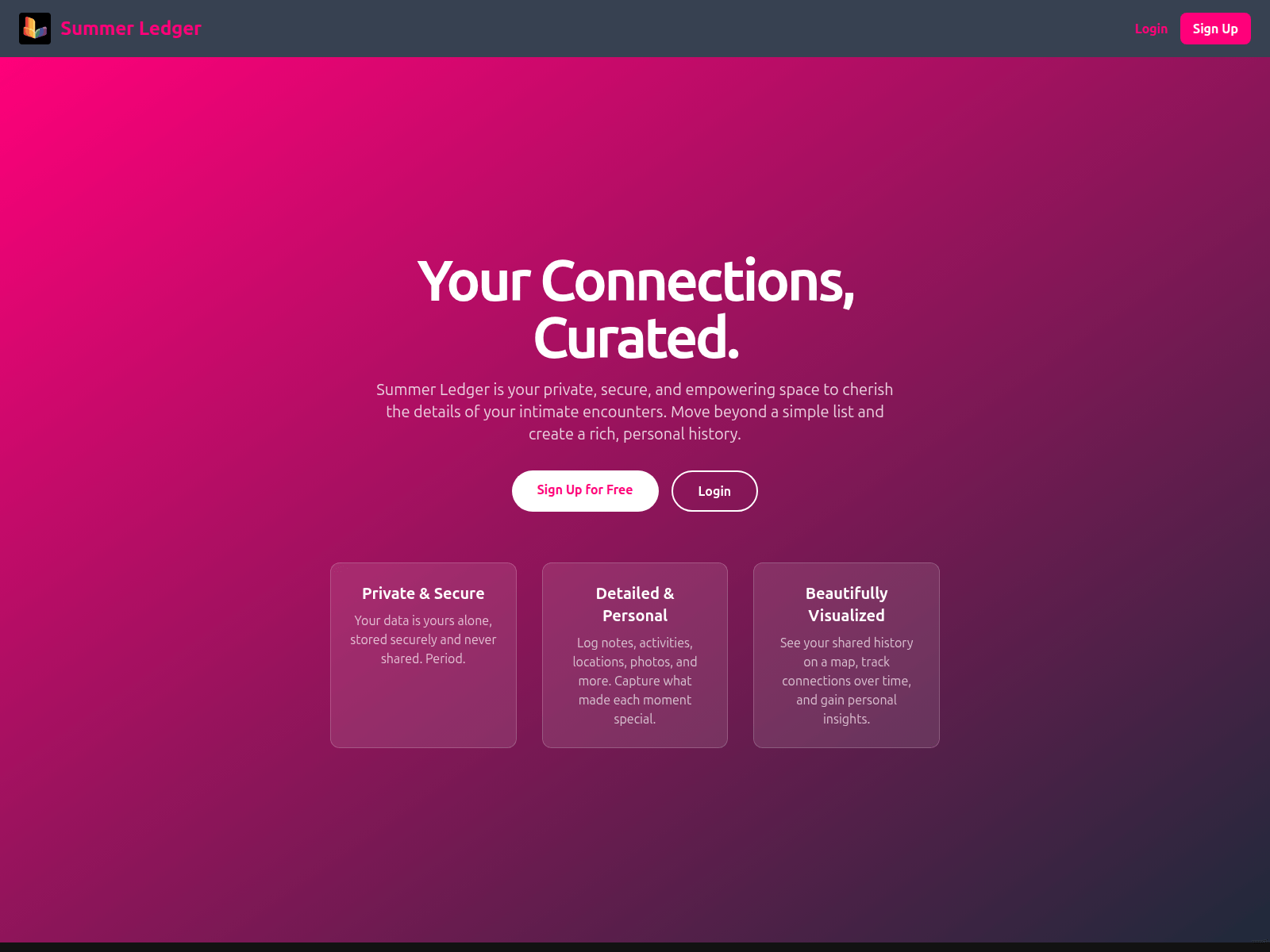 Screenshot of summerledger.com