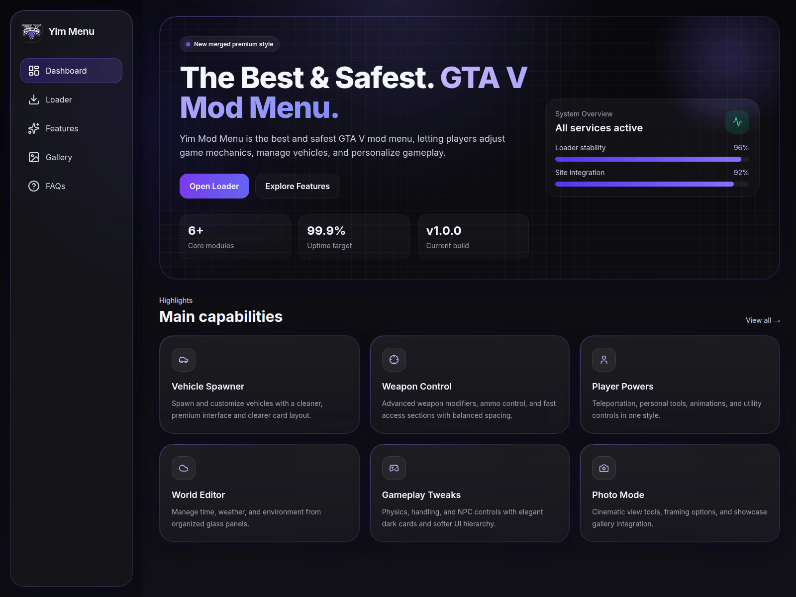 Screenshot of yimmodmenu.org