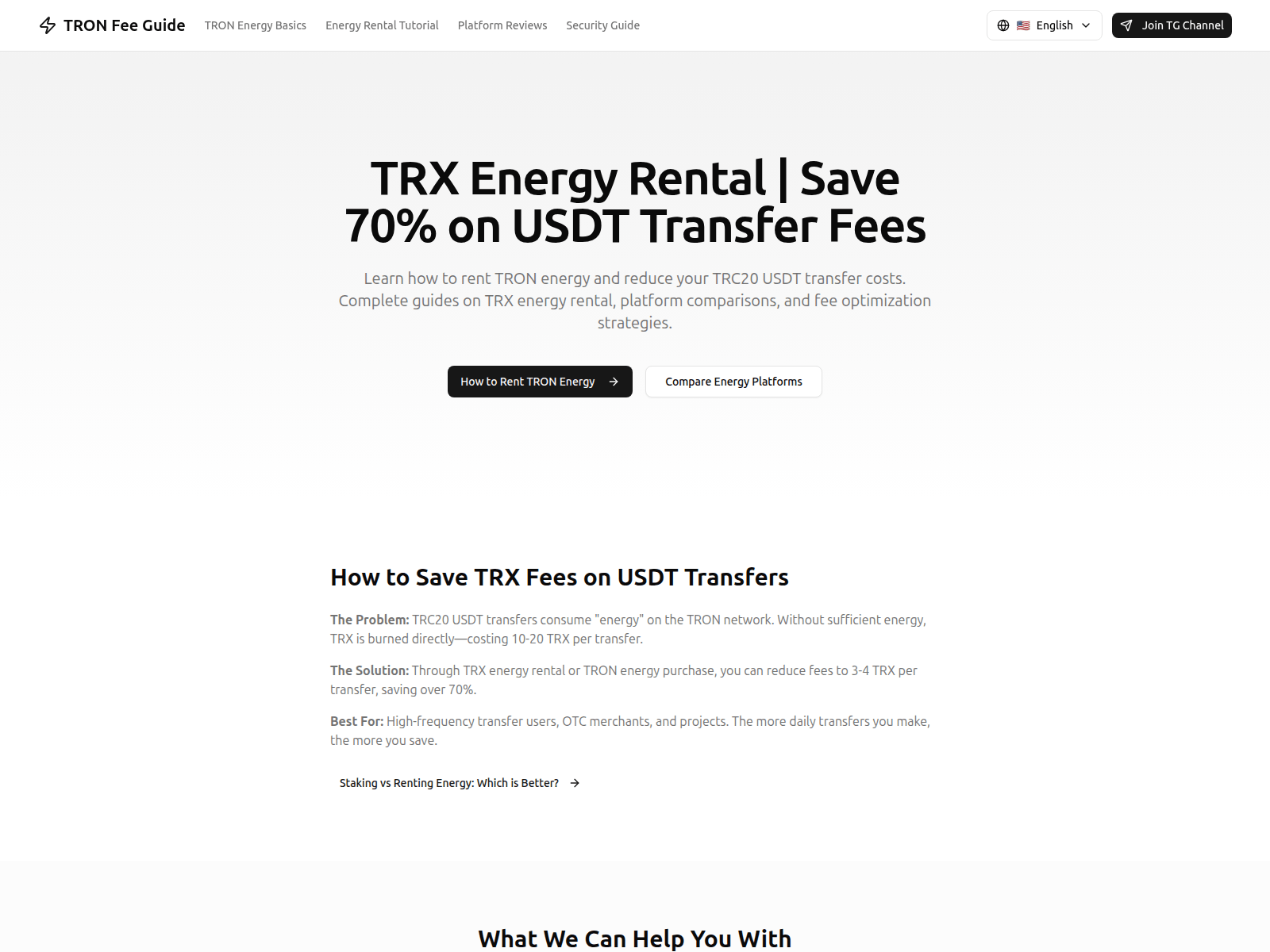 Screenshot of www.tronfeeguide.com