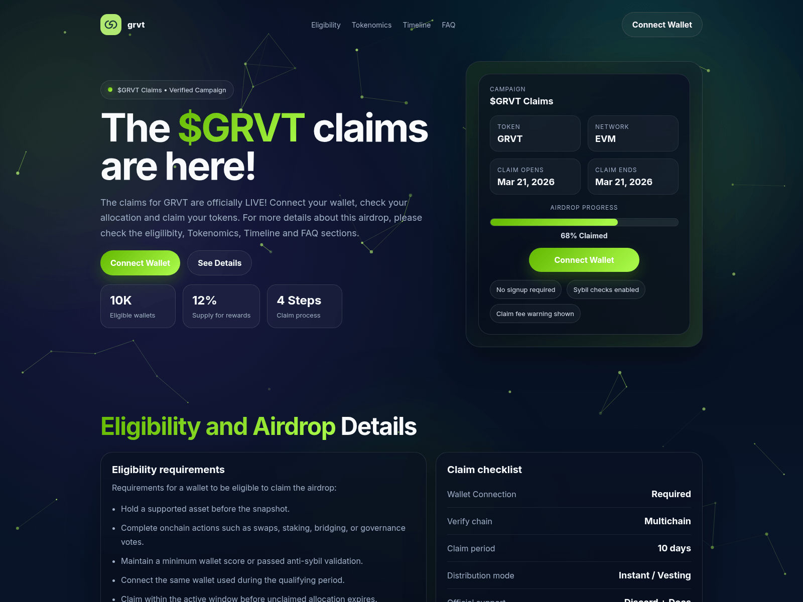 Screenshot of claim.grvtio.xyz