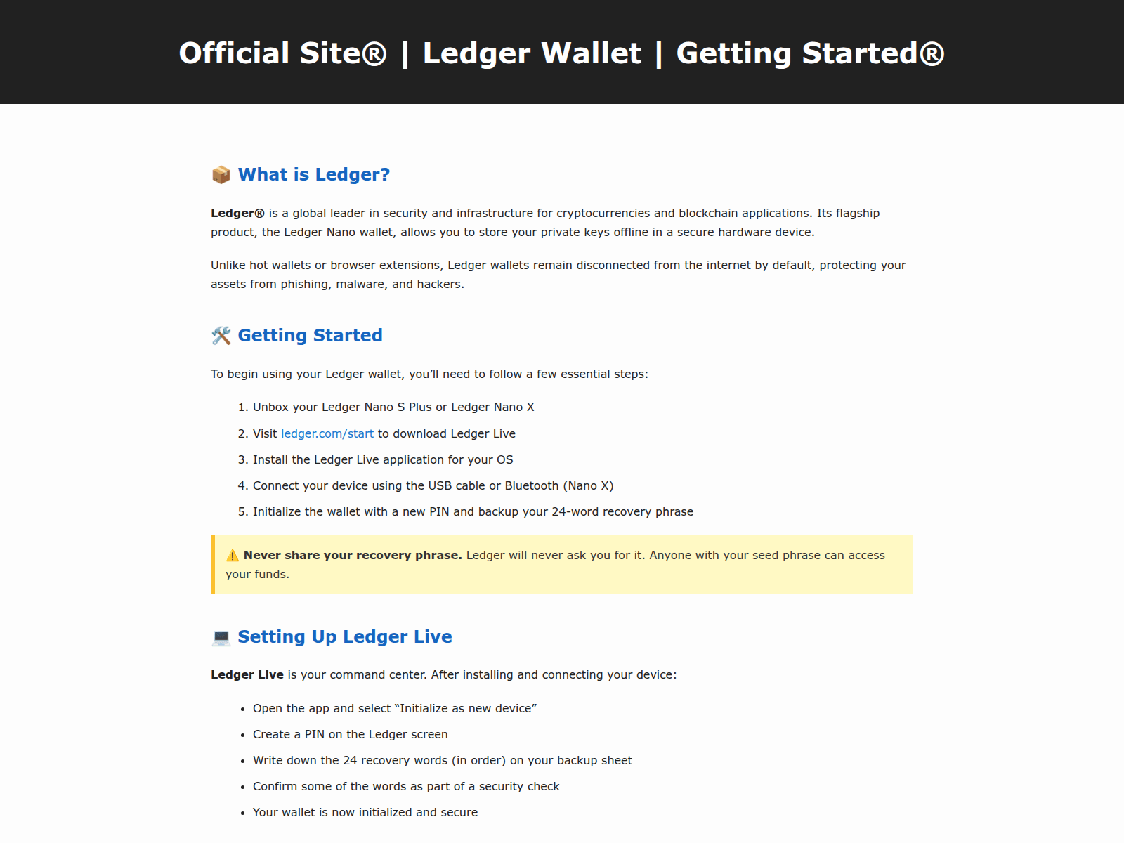 Screenshot of sso-start-ldger-wallet.pages.dev