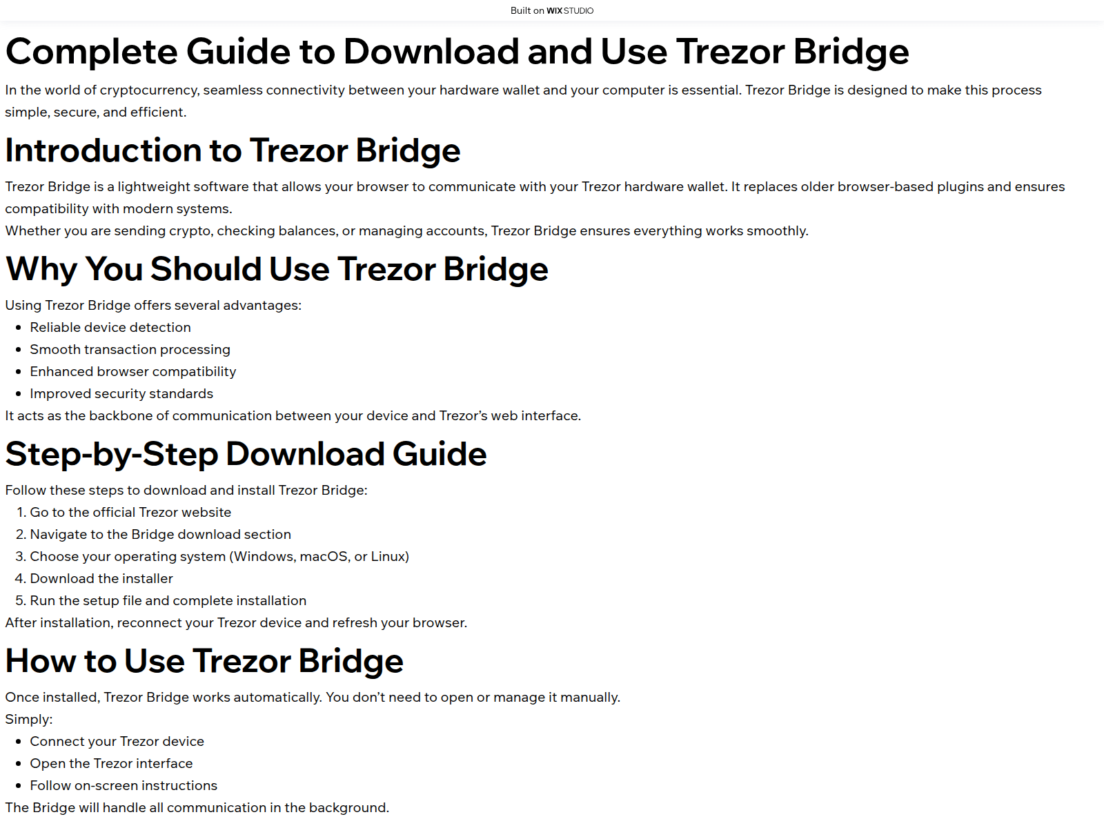 Screenshot of trzzor-bridge.wixstudio.com