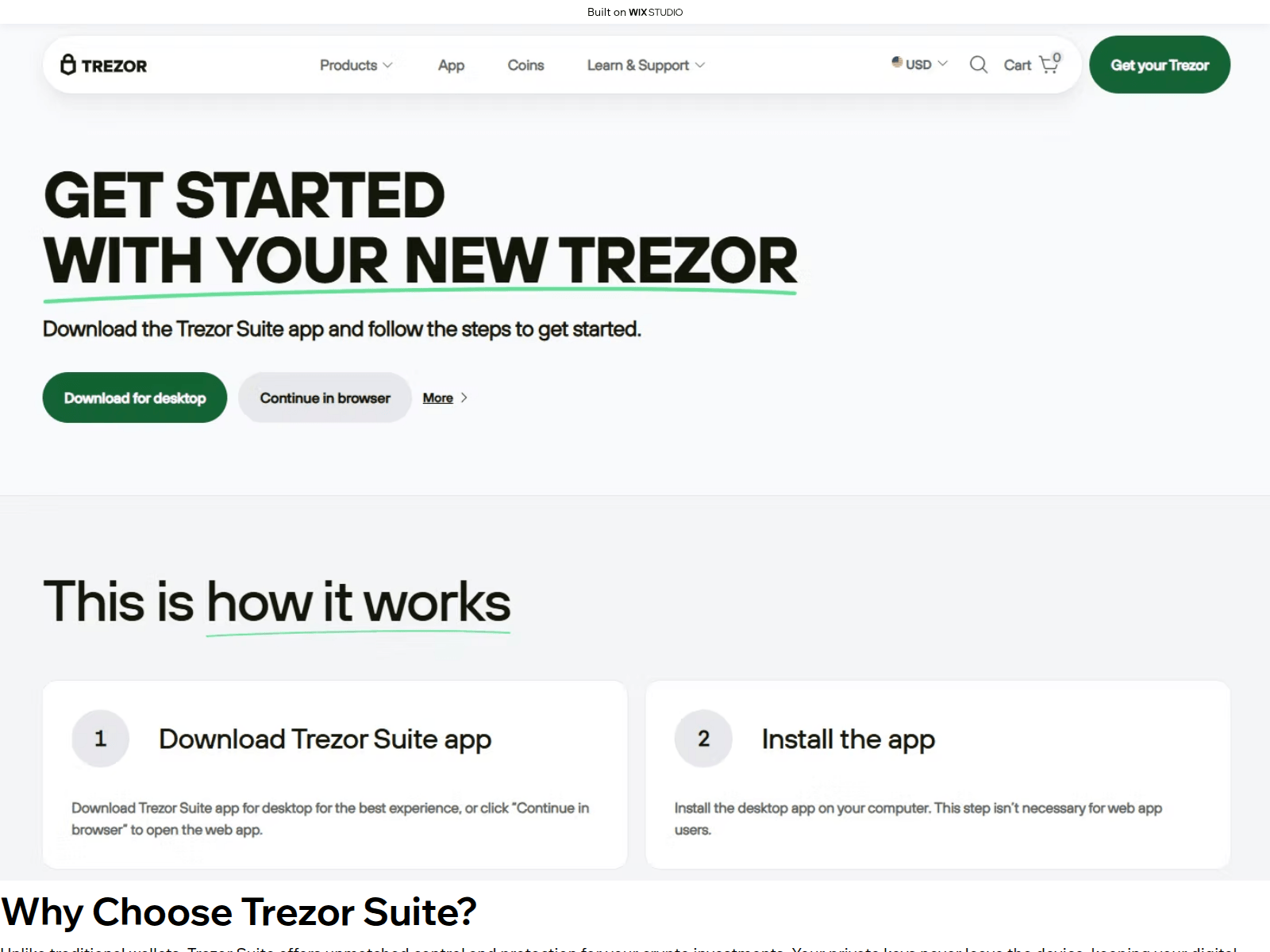 Forensic screenshot of learn-trezusuite.wixstudio.com
