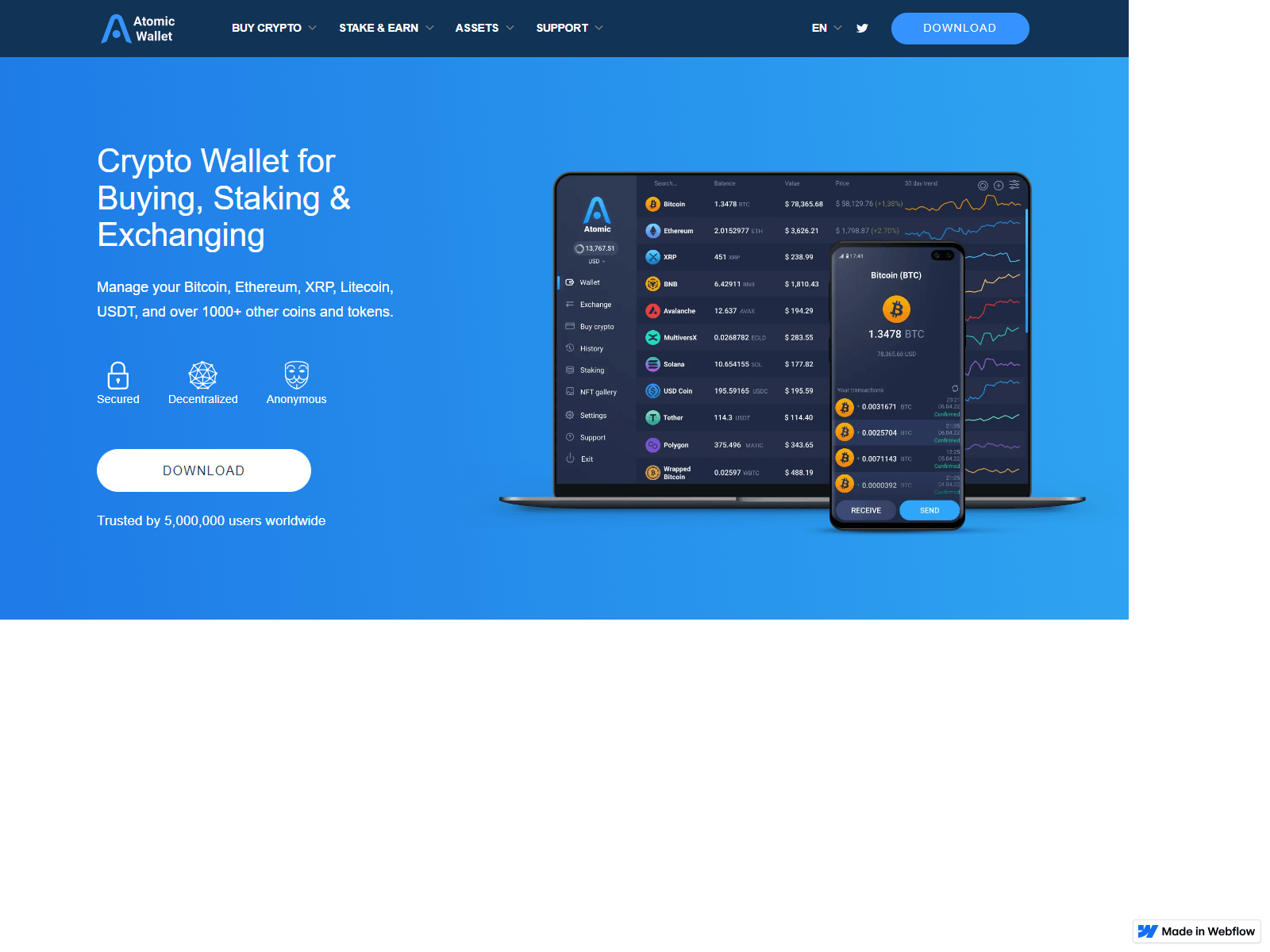 Forensic screenshot of atomicc--wallets--ssn.webflow.io
