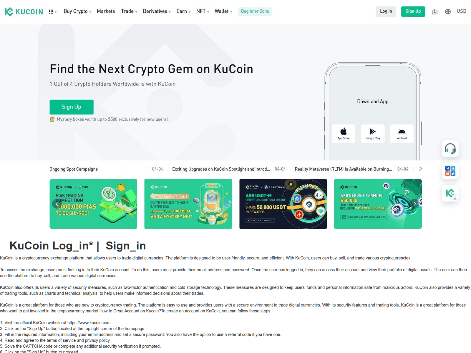 Screenshot of kukoinlogun.webflow.io