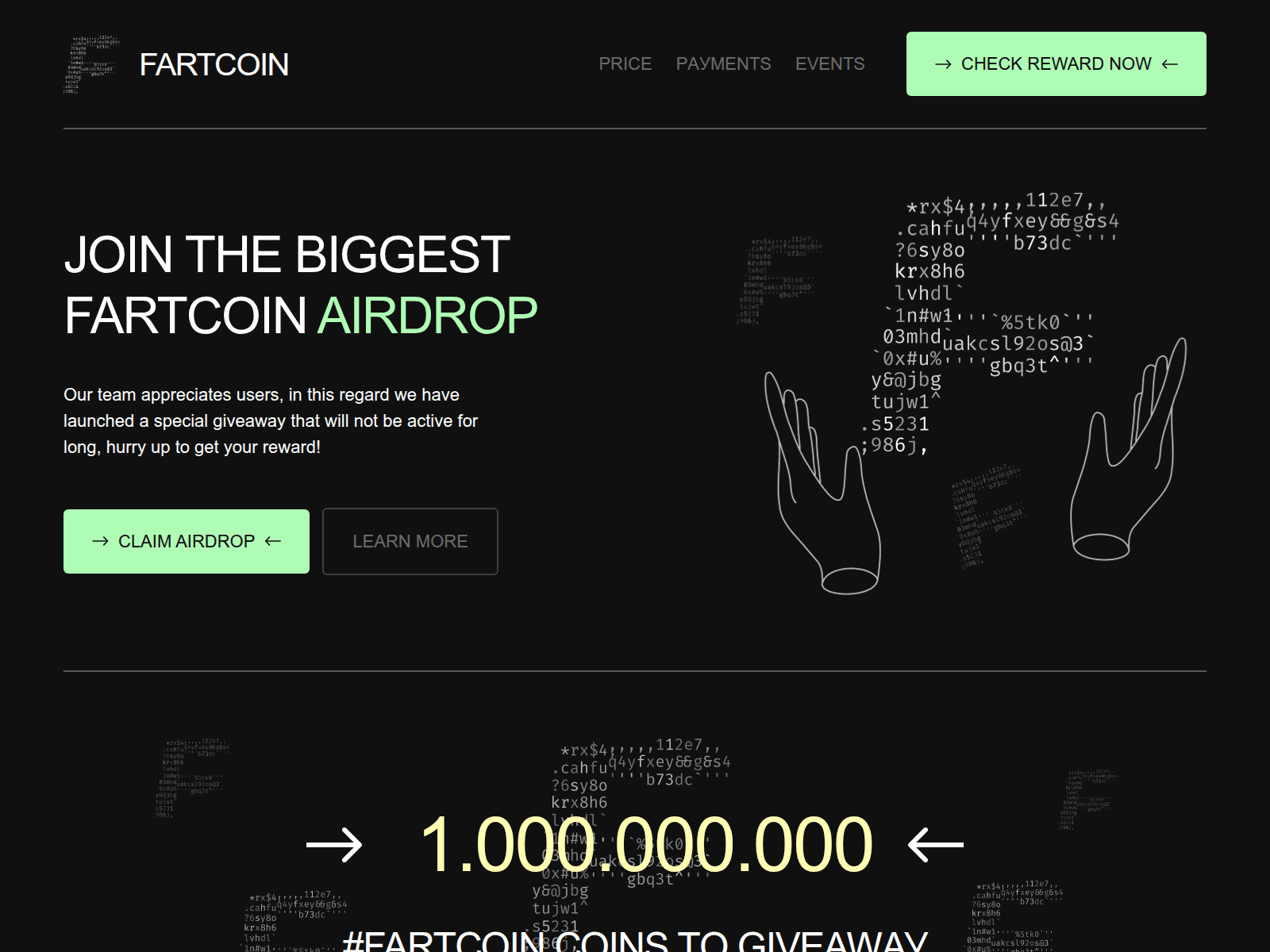 Forensic screenshot of fartcoinevent.com