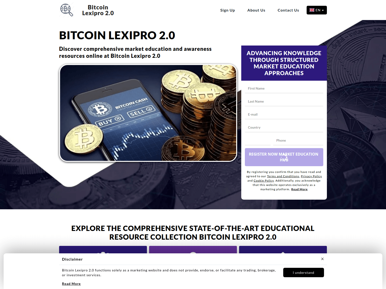 Forensic screenshot of bitcoin-lexipro2-platform.com