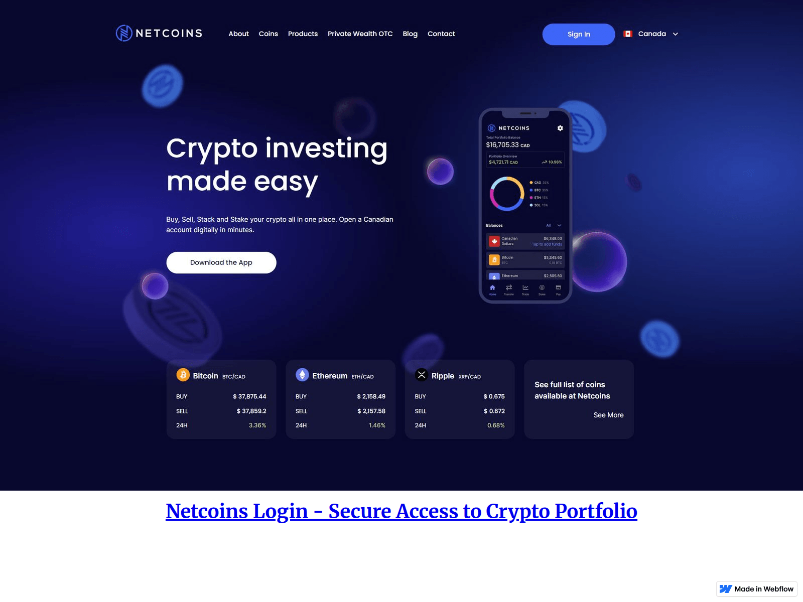 Forensic screenshot of netcoinslogi-shop.webflow.io