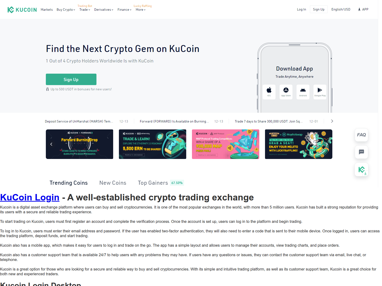 Screenshot of kulcoinlogin.webflow.io