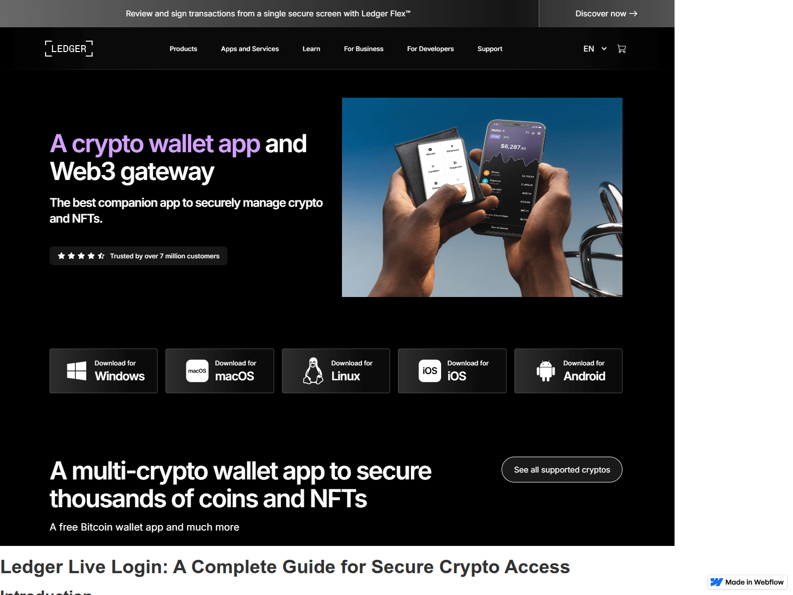 Screenshot of web-ledger-live-log-authh.webflow.io