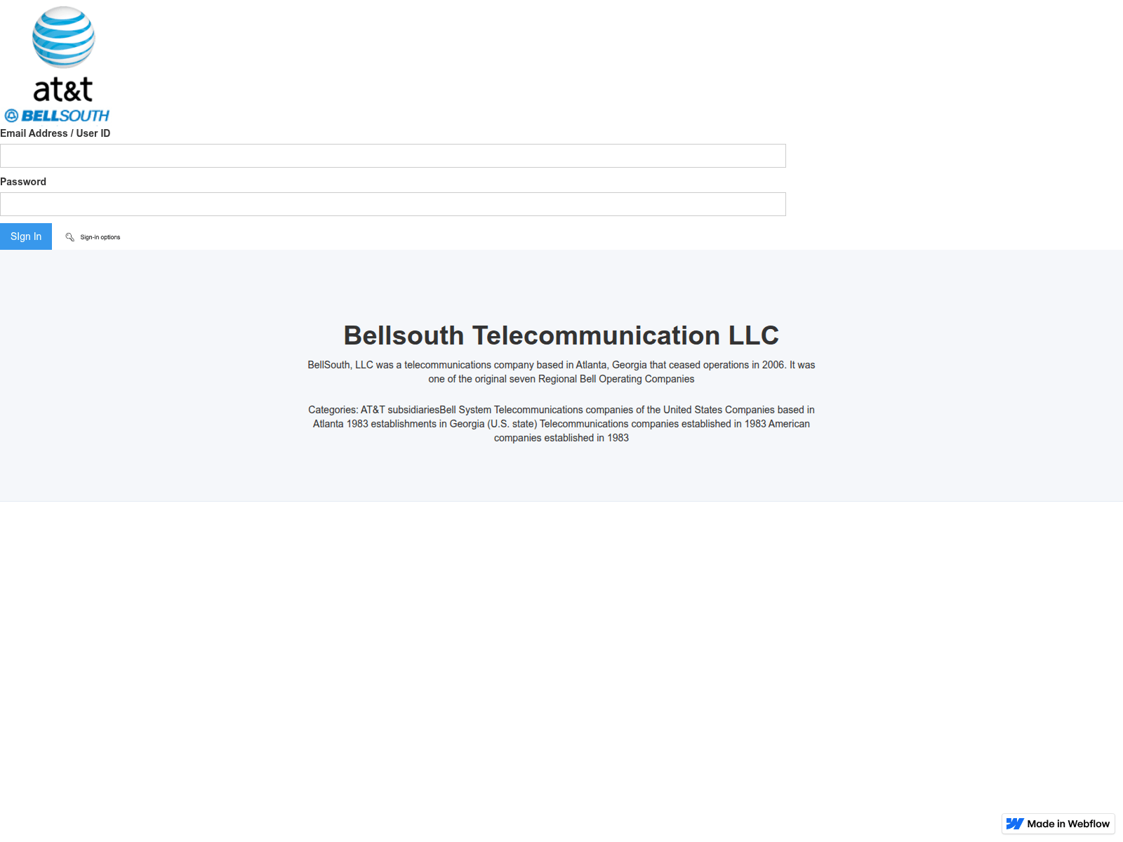 Screenshot of bellsouth-att-siging-693f63.webflow.io